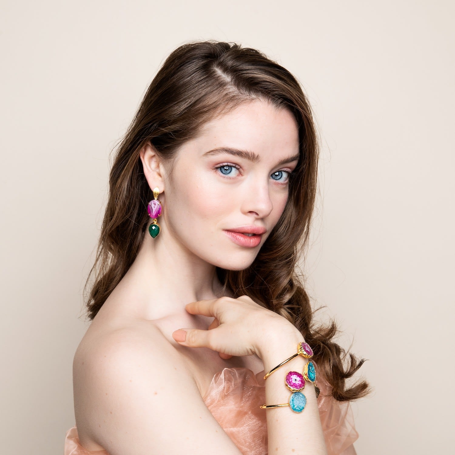 Green & Pink Rocks In The Sky Bangle