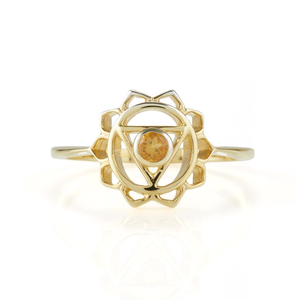 Solar Plexus Chakra Gold Vermeil Ring - Citrine