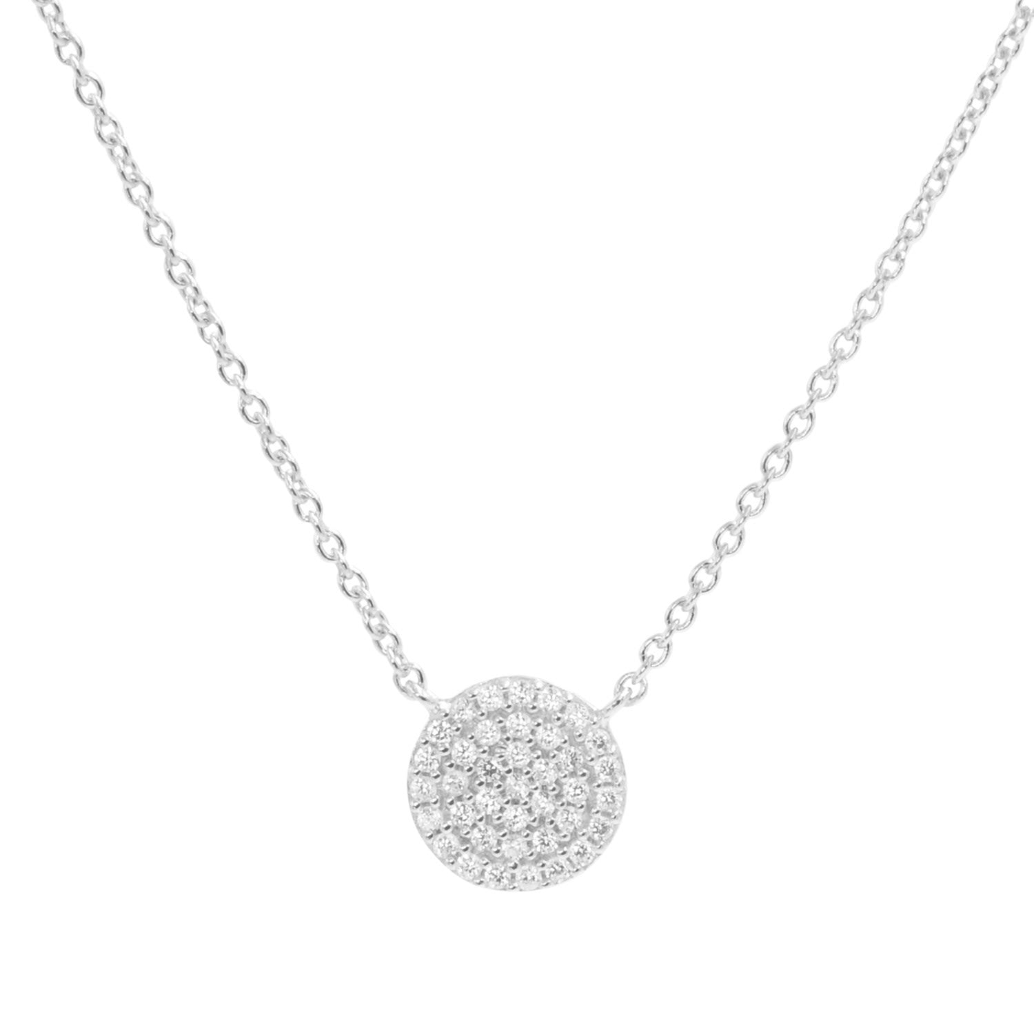 Pave Disk With Crystals - Silver