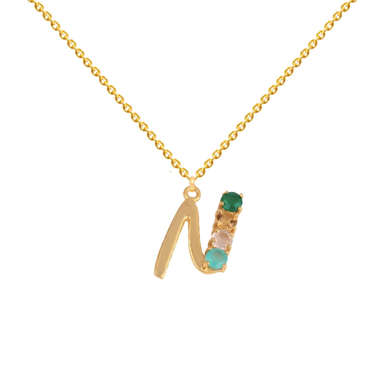 Multicolored Initial N Necklace