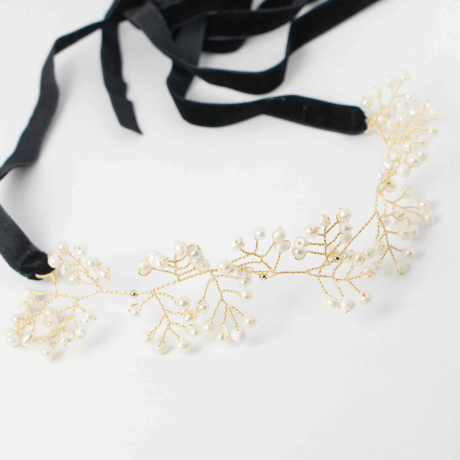 Soft Rime Freshwater Pearl Choker & Headband