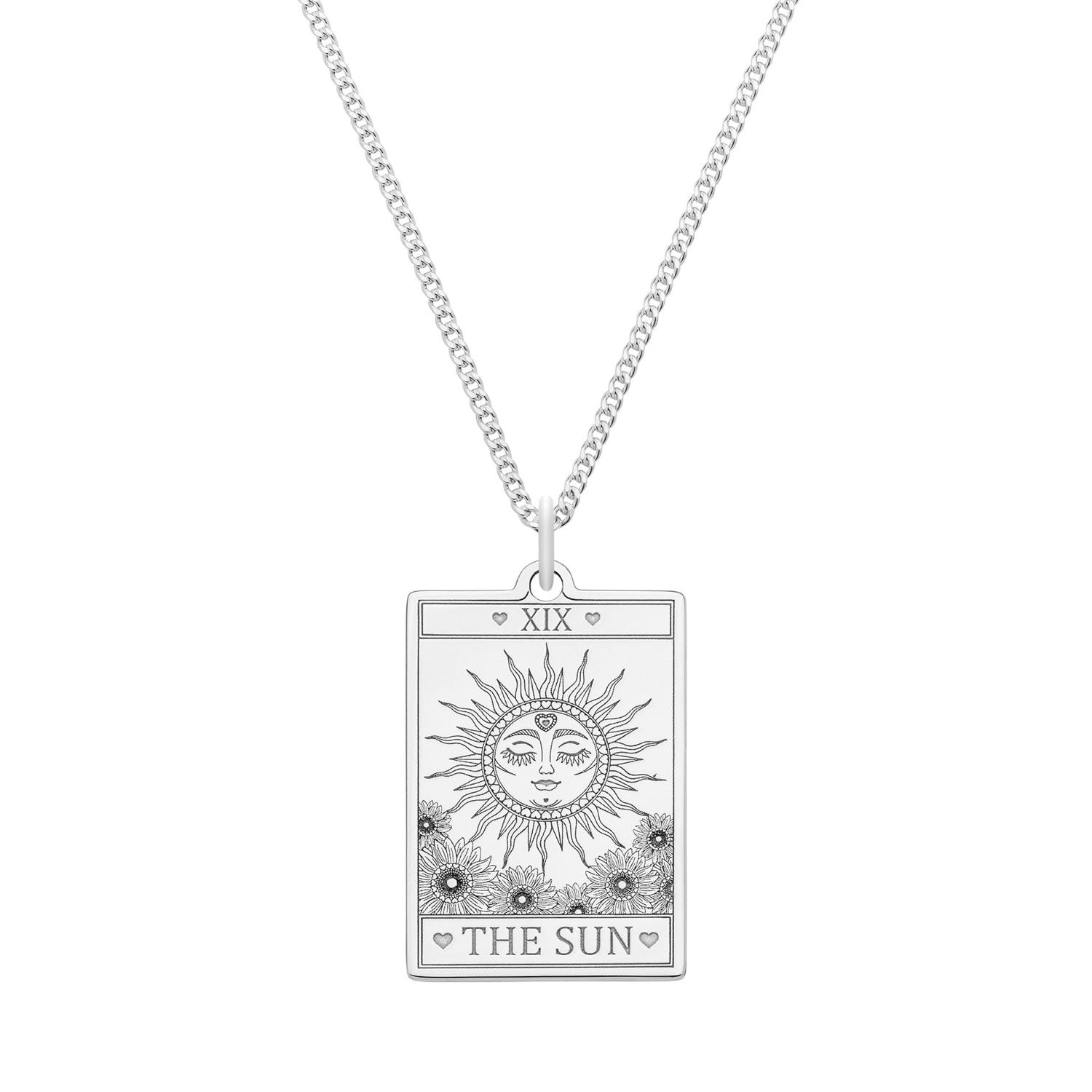 Medium Sterling Silver “The Sun” Tarot Card Necklace