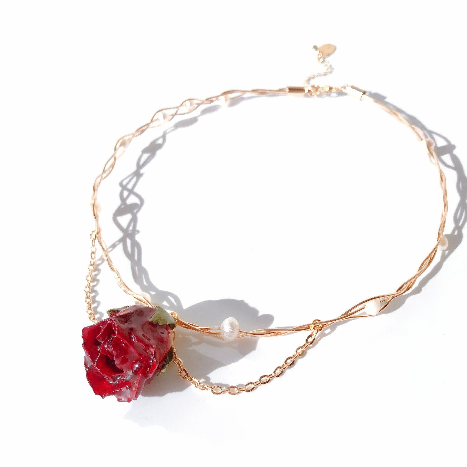 Grande Amore Rosebud & Pearl Choker Necklace