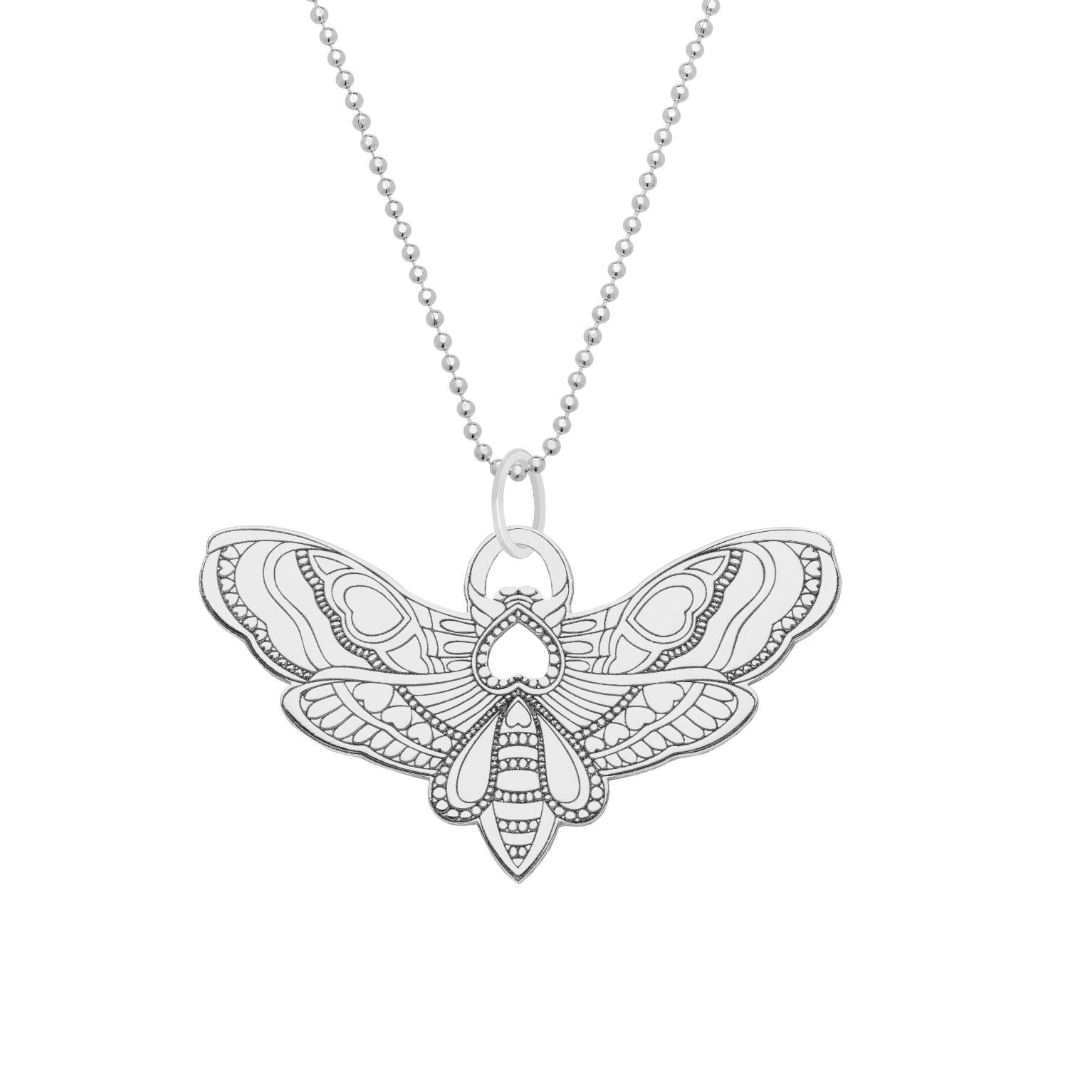 Small Silver Moth Pendant Necklace