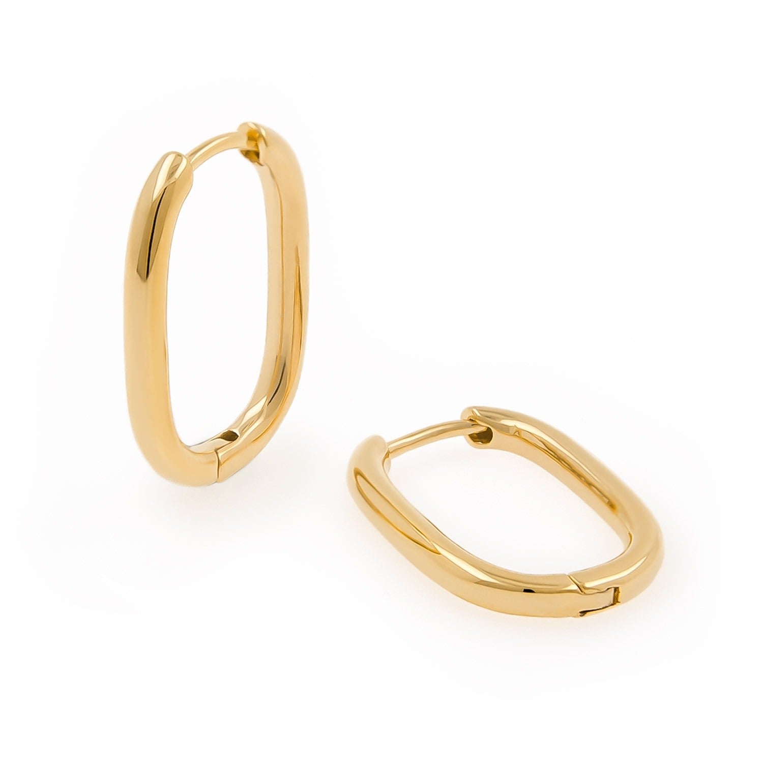 Gold Oval Link Huggie Hoop Earrings