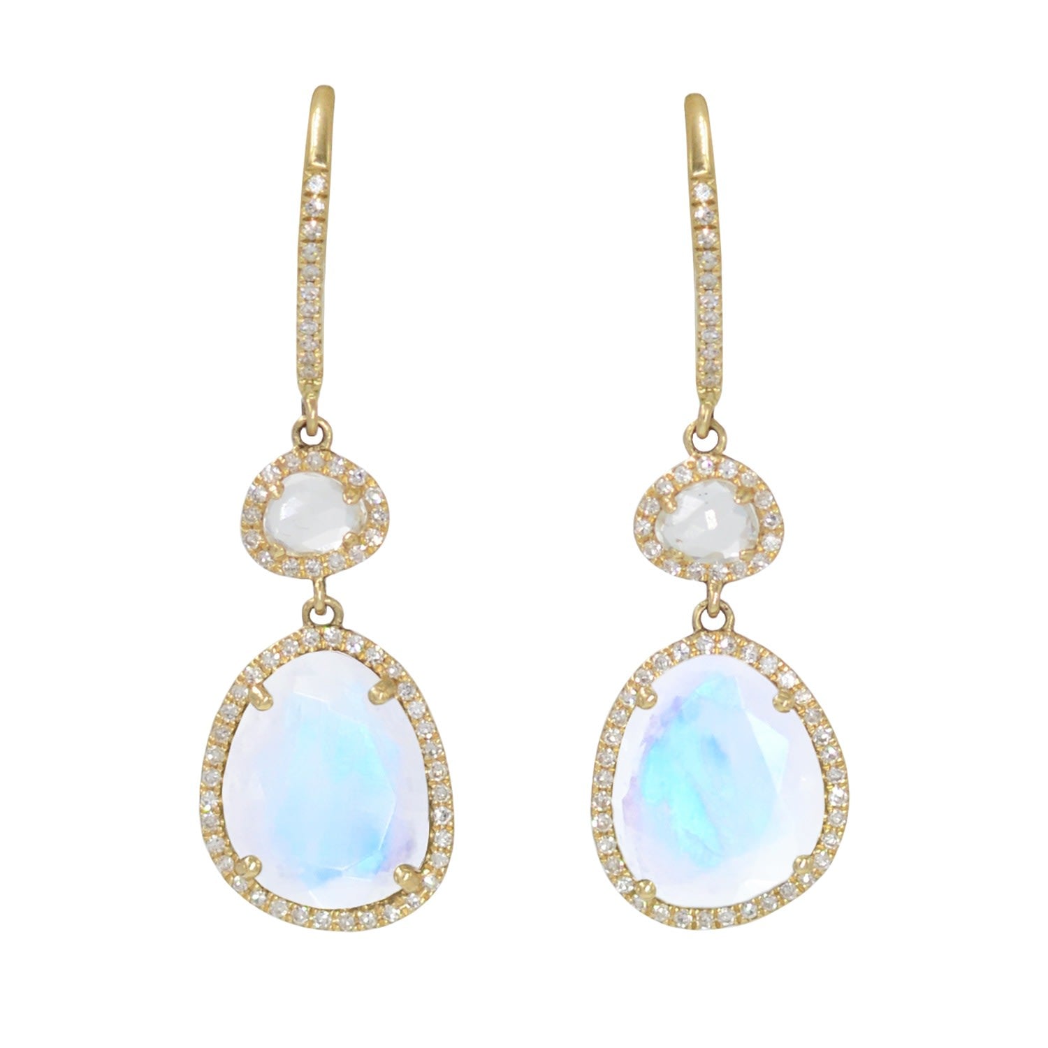 Clara Earrings With Rainbow Moonstone & White Topaz