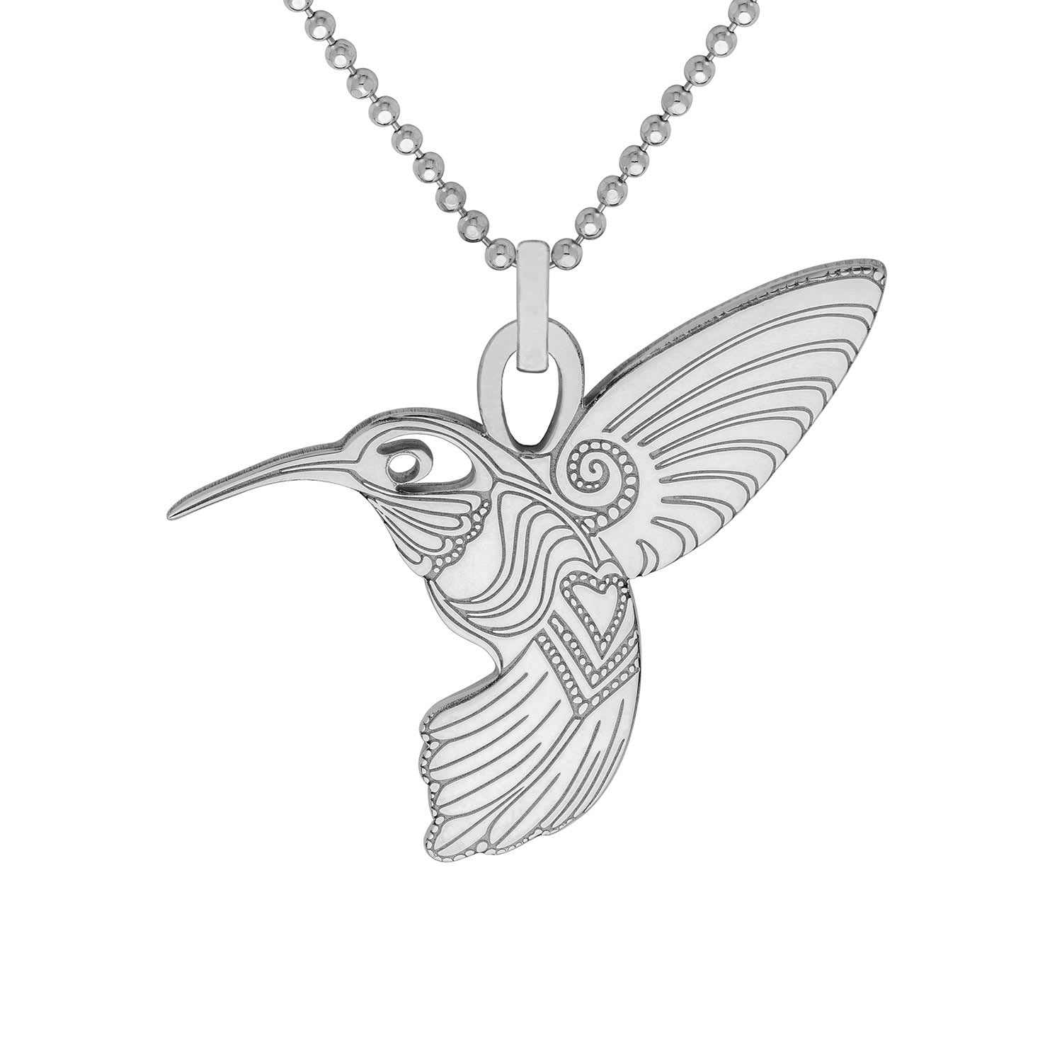 Small Silver Hummingbird Pendant Necklace