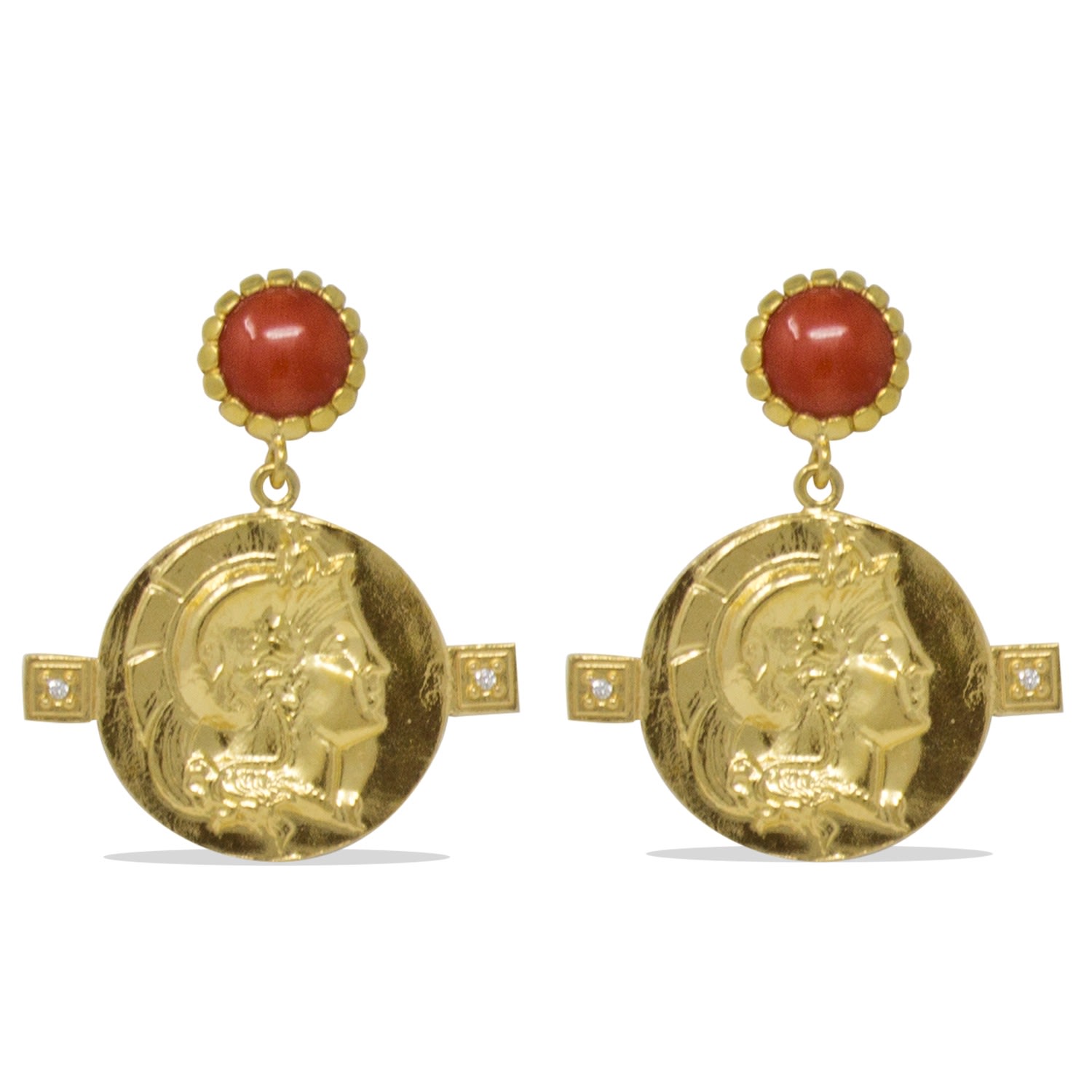 Gold-Plated Achilles Carnelian Earrings