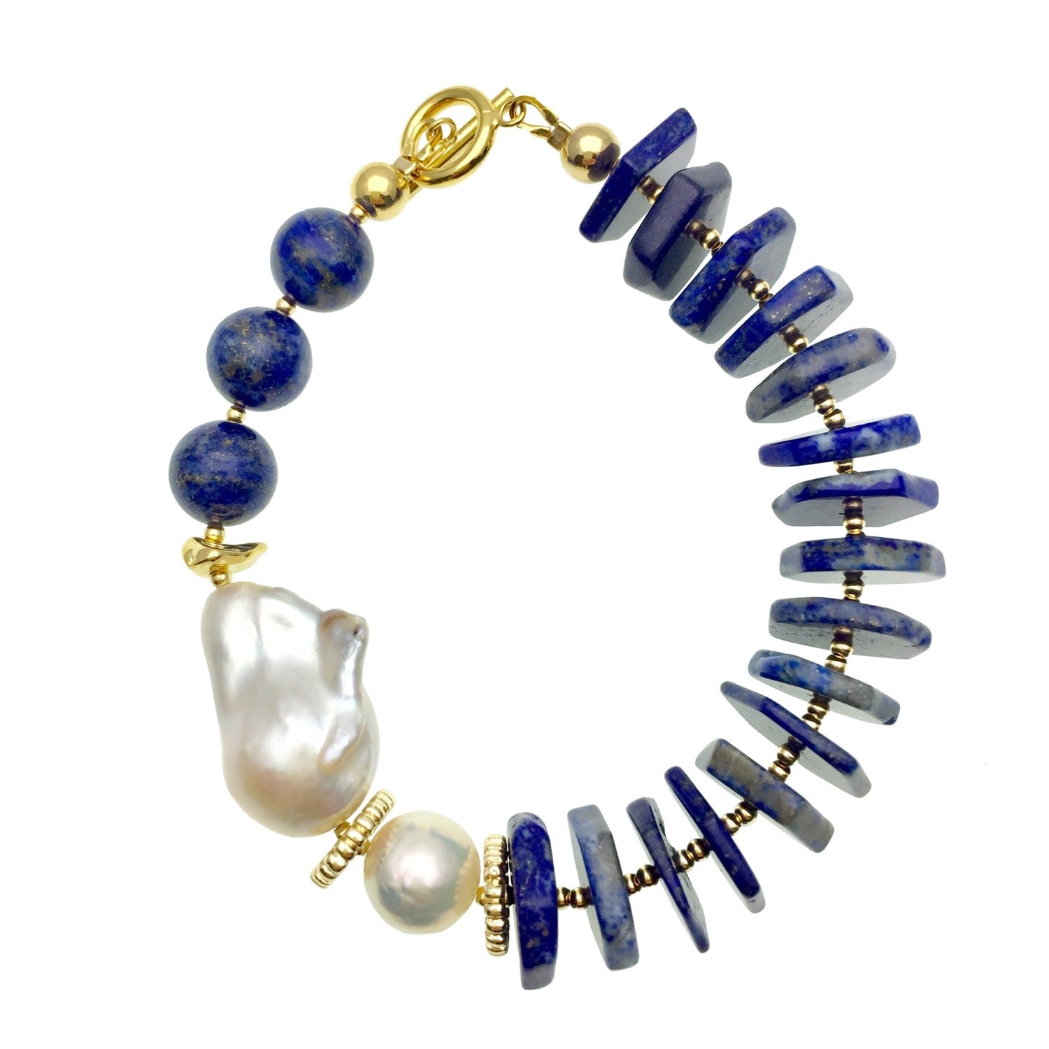 Baroque Pearl & Lapis Bracelet