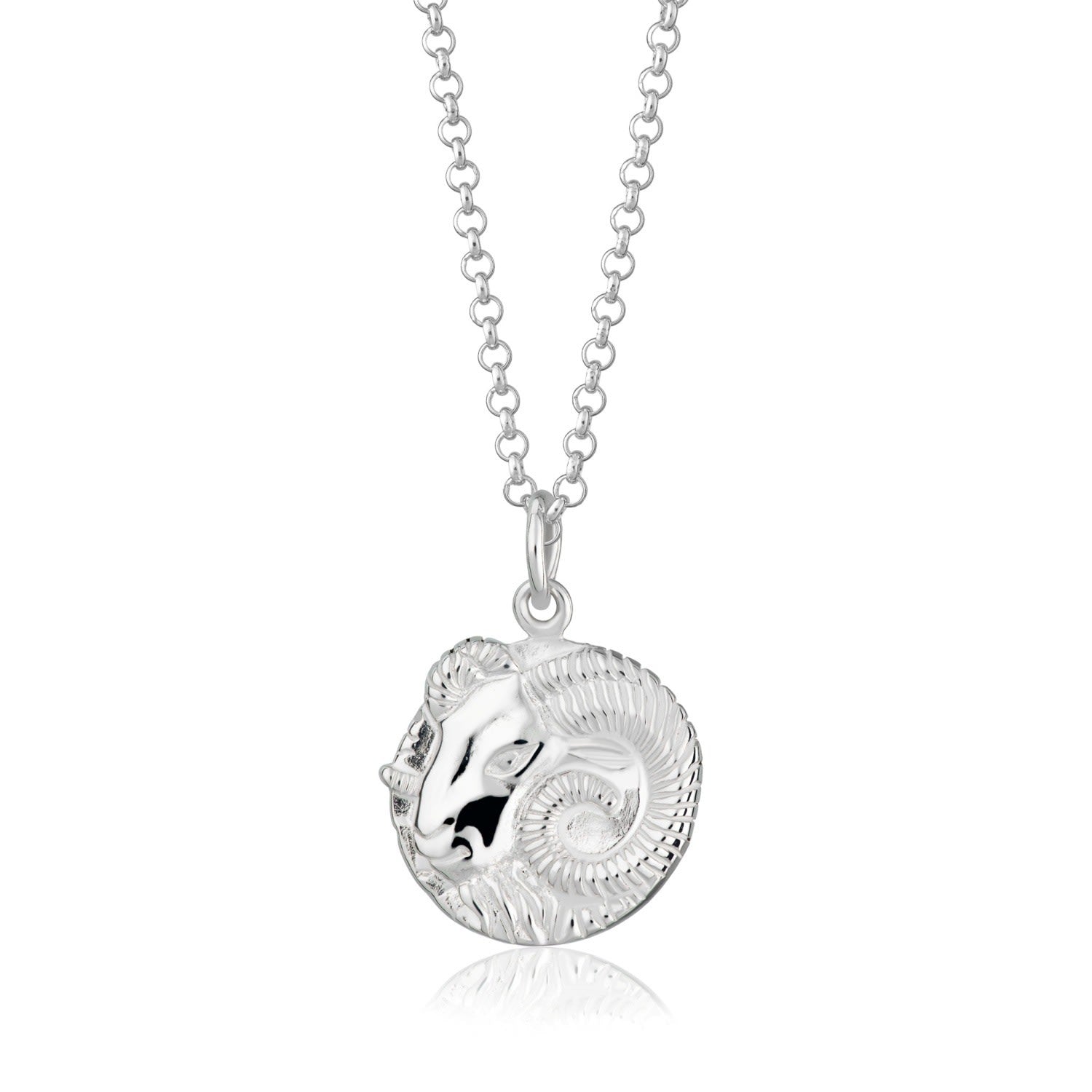 Silver Aries Zodiac Charm Necklace