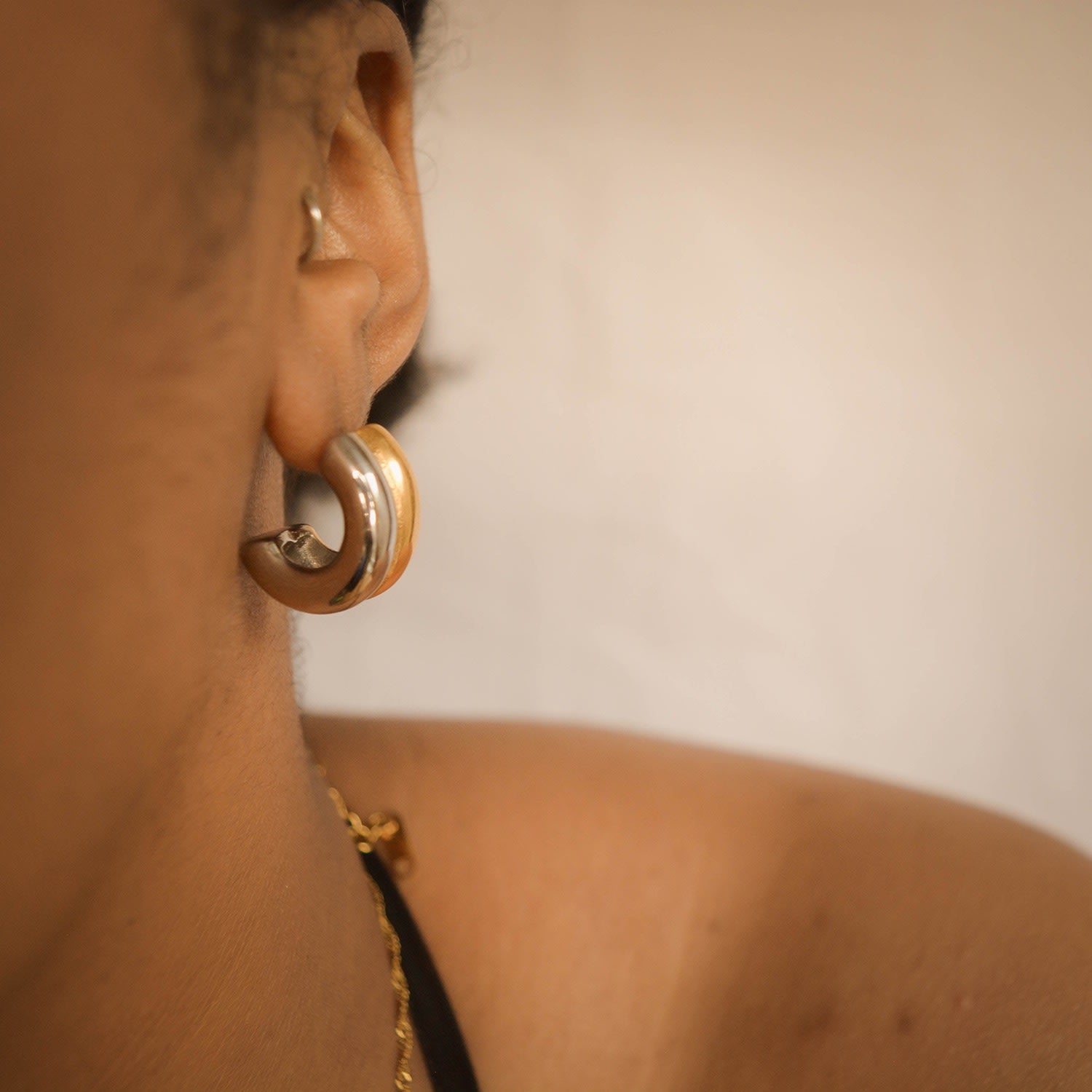 Mixed Metal Hoop Earrings