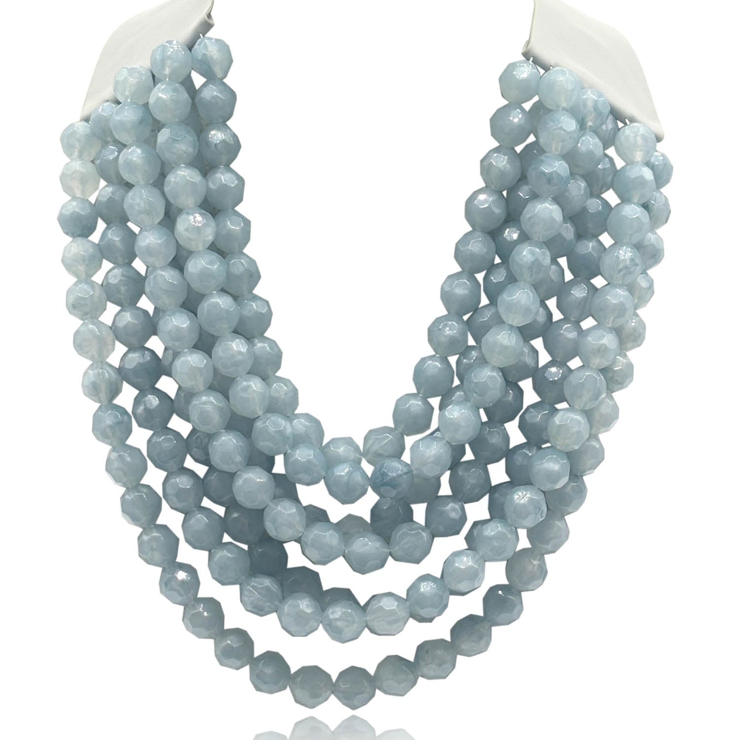 Sabina Multi Strand Faceted Resin Ice Blue Multi Strand Necklace