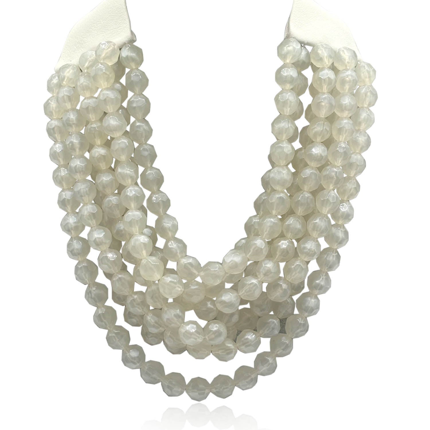 Sabina Multi Strand Faceted Resin Off White Multi Strand Necklace