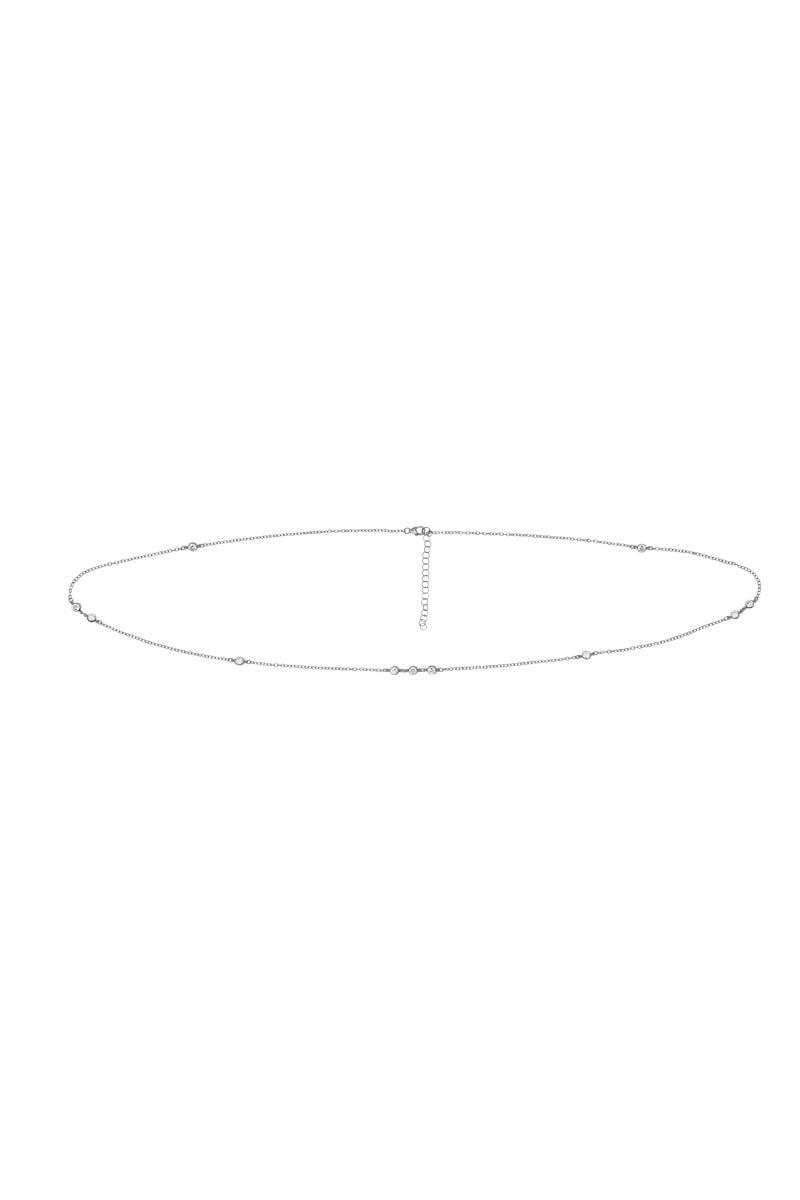 Sabrina Cz Gemstone Silver Multiwear Belly Chain And Necklace