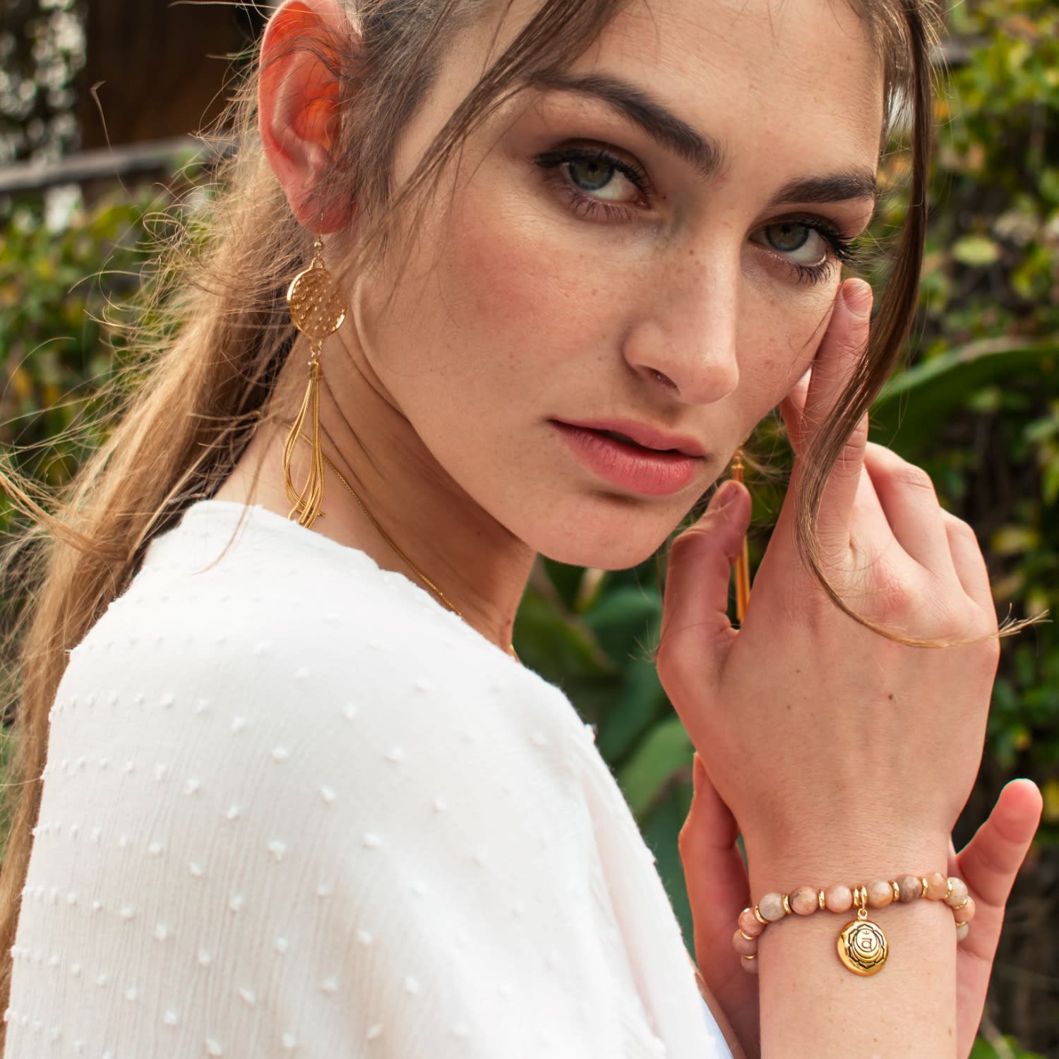 Sacral Chakra Activation Sunstone Bracelet, Gold Finish