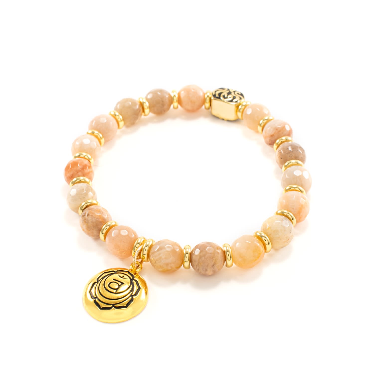 Sacral Chakra Activation Sunstone Bracelet, Gold Finish