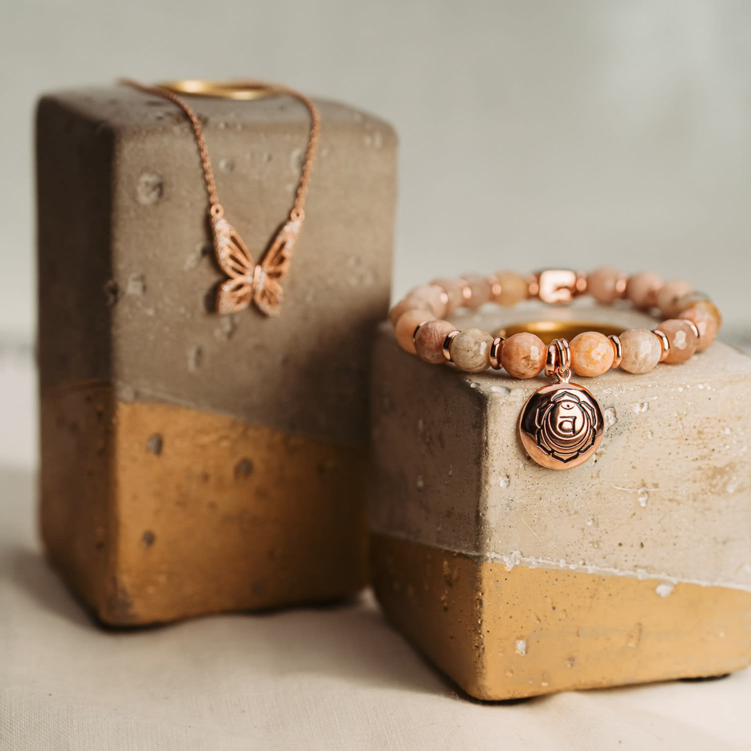 Sacral Chakra Activation Sunstone Bracelet, Rose Gold Finish