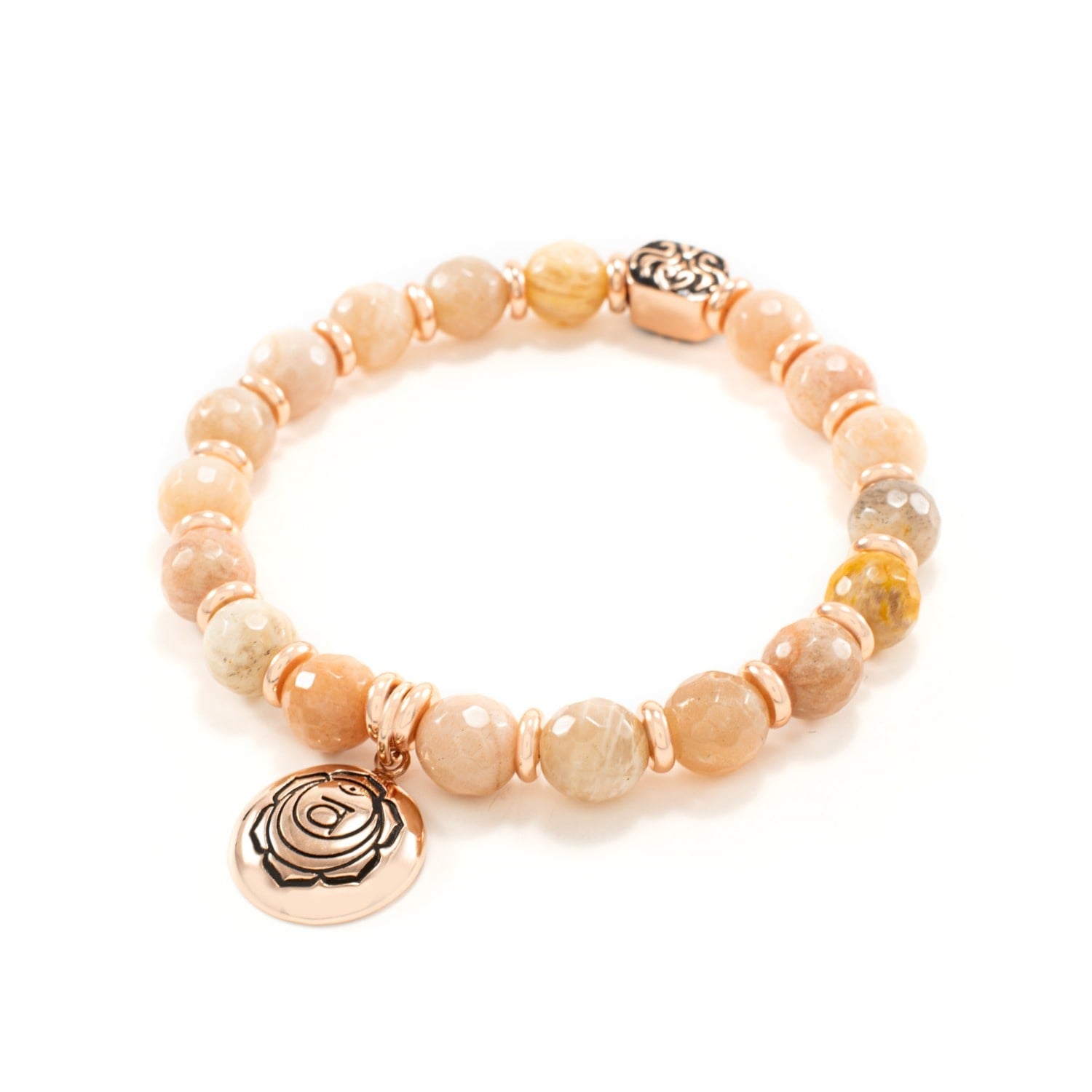 Sacral Chakra Activation Sunstone Bracelet, Rose Gold Finish