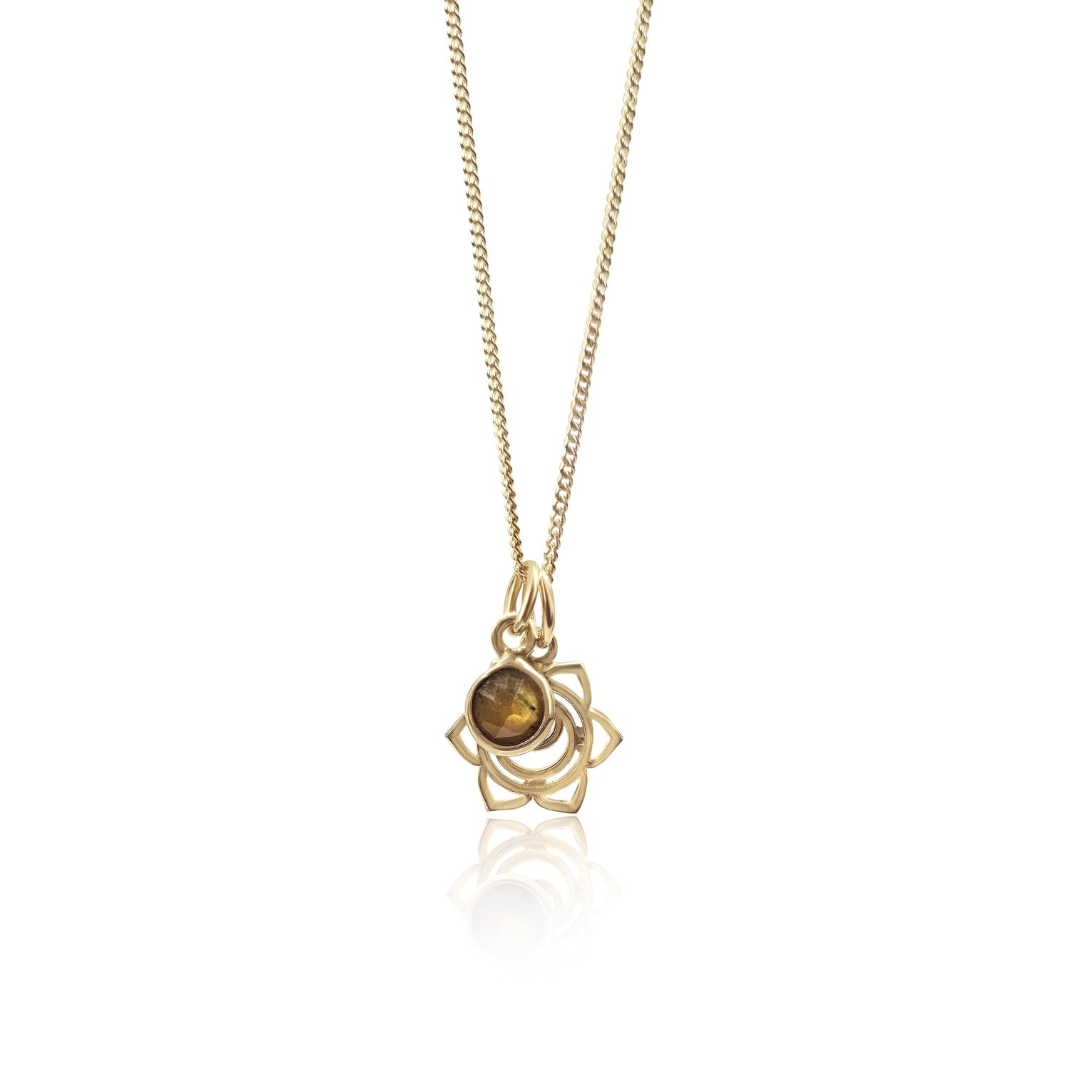 Sacral Chakra/Svadhishthana Chakra Charm Necklace In Gold Vermeil– Tiger Eye