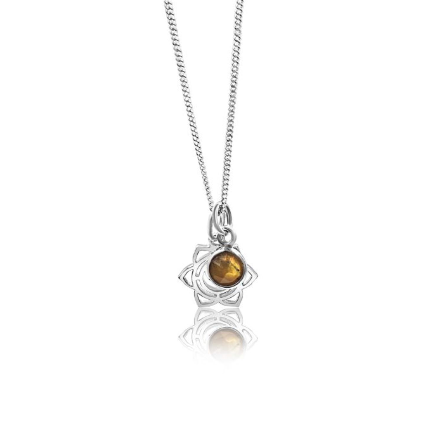 Sacral Chakra/Svadhishthana Chakra Charm Necklace In Sterling Silver – Tiger Eye