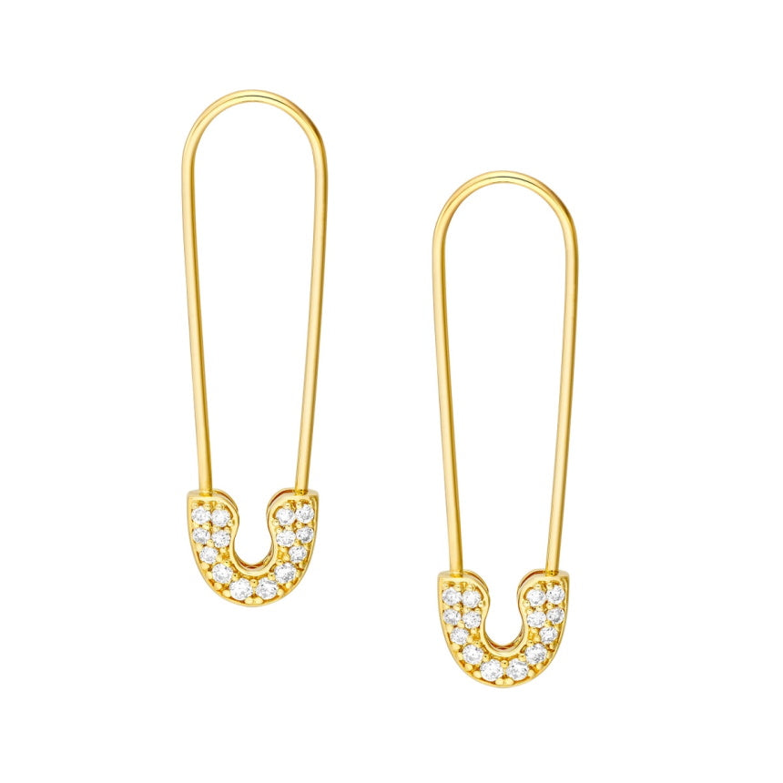 Safety Pin Diamond Earrings