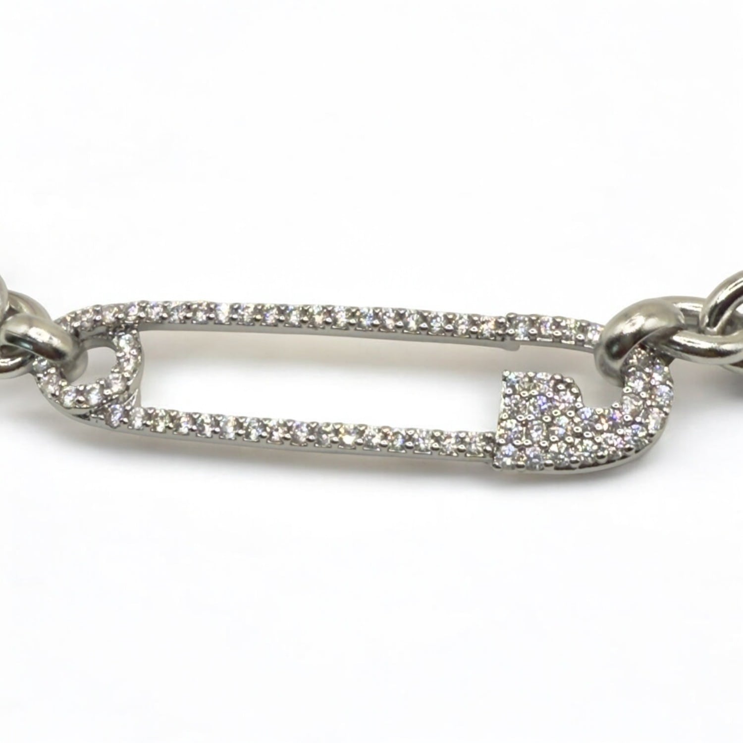 Safety Pin Necklace White Gold