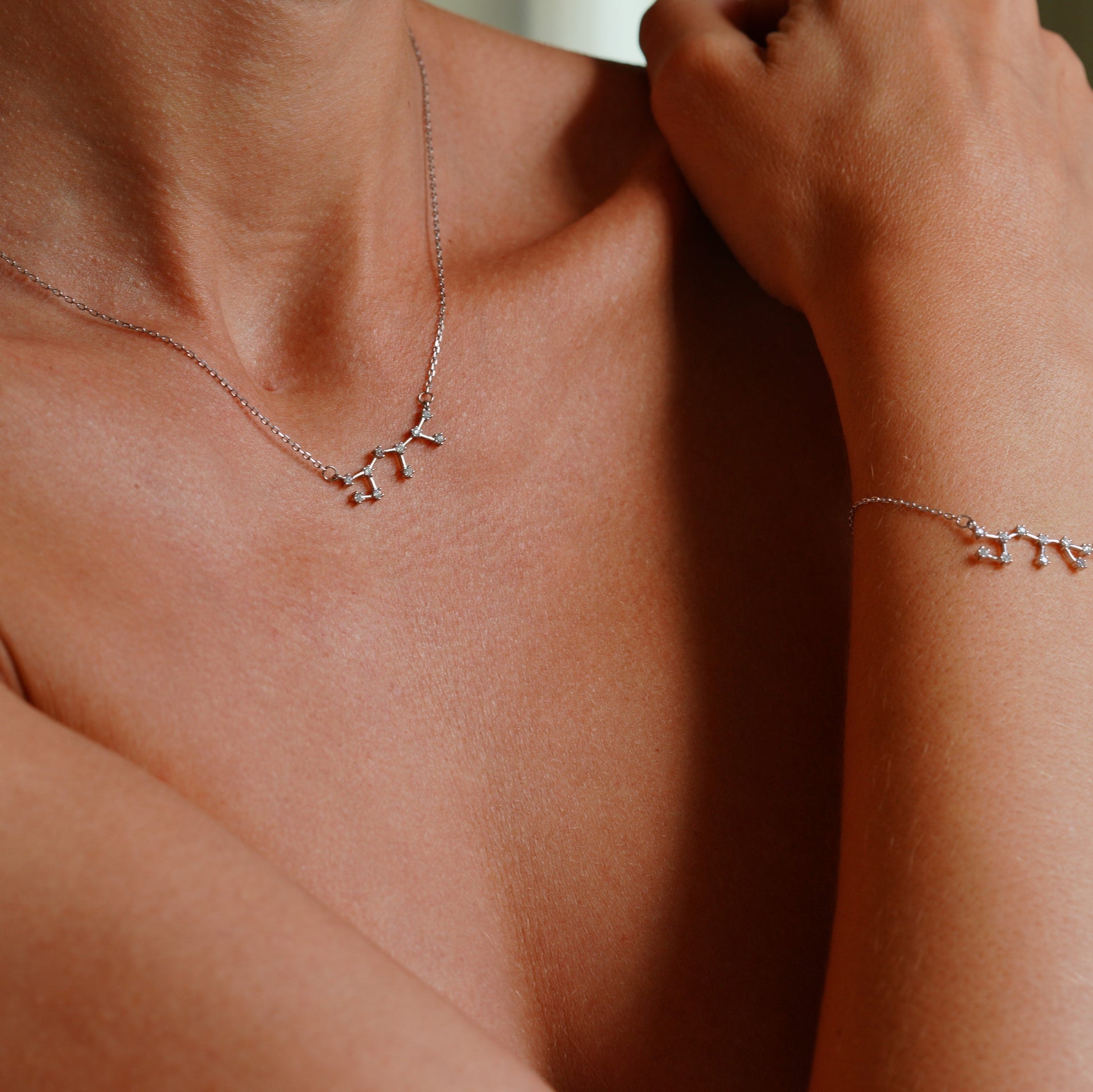 Sagittarius Zodiac Constellation Necklace In Silver