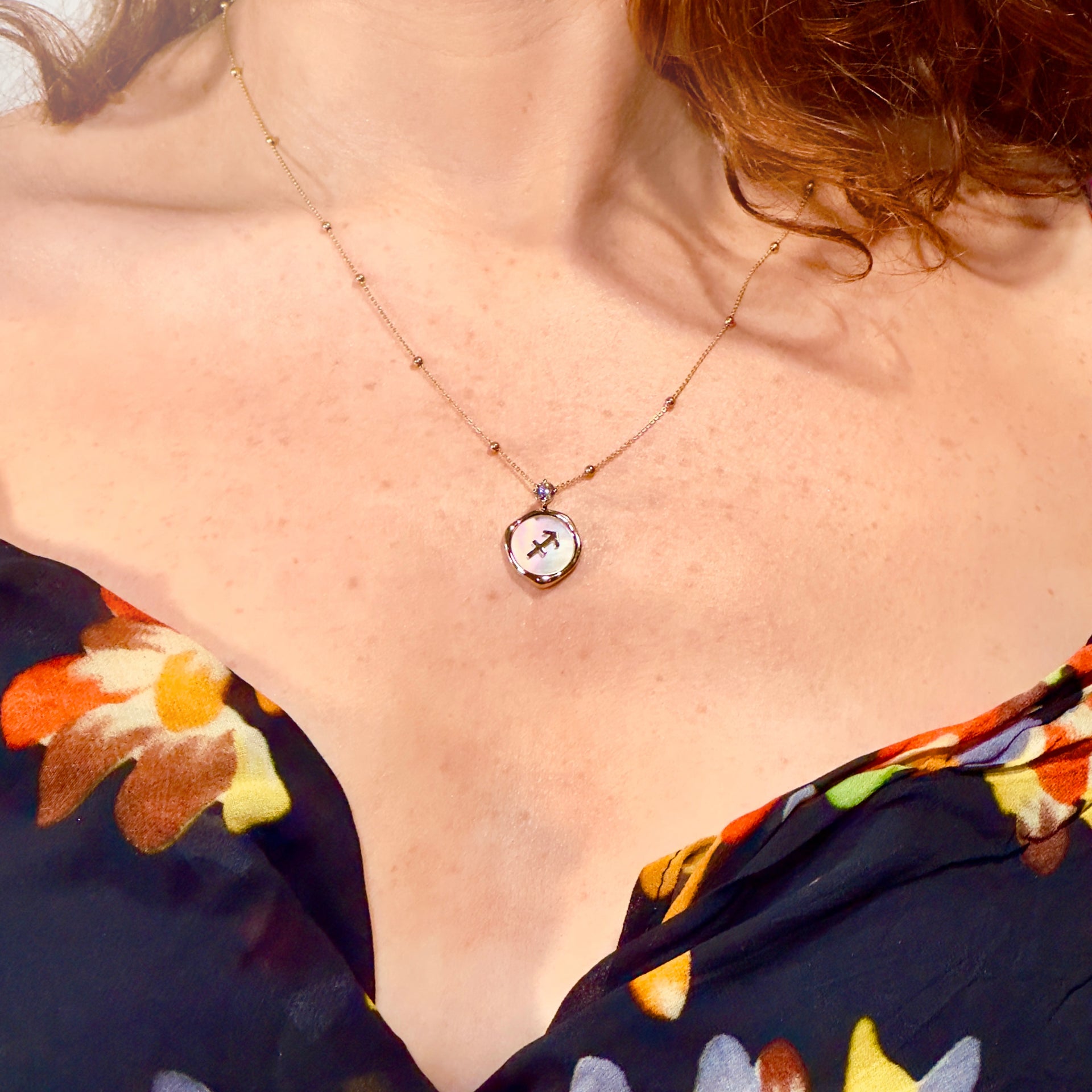 Sagittarius Zodiac Necklace - Lab Grown Diamond Necklace In Gold Vermeil