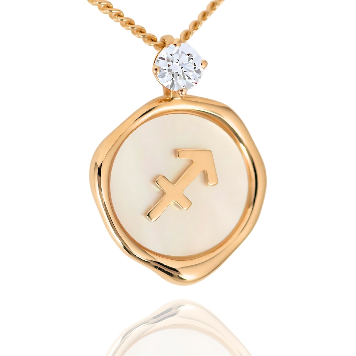 Sagittarius Zodiac Necklace - Lab Grown Diamond Necklace In Gold Vermeil