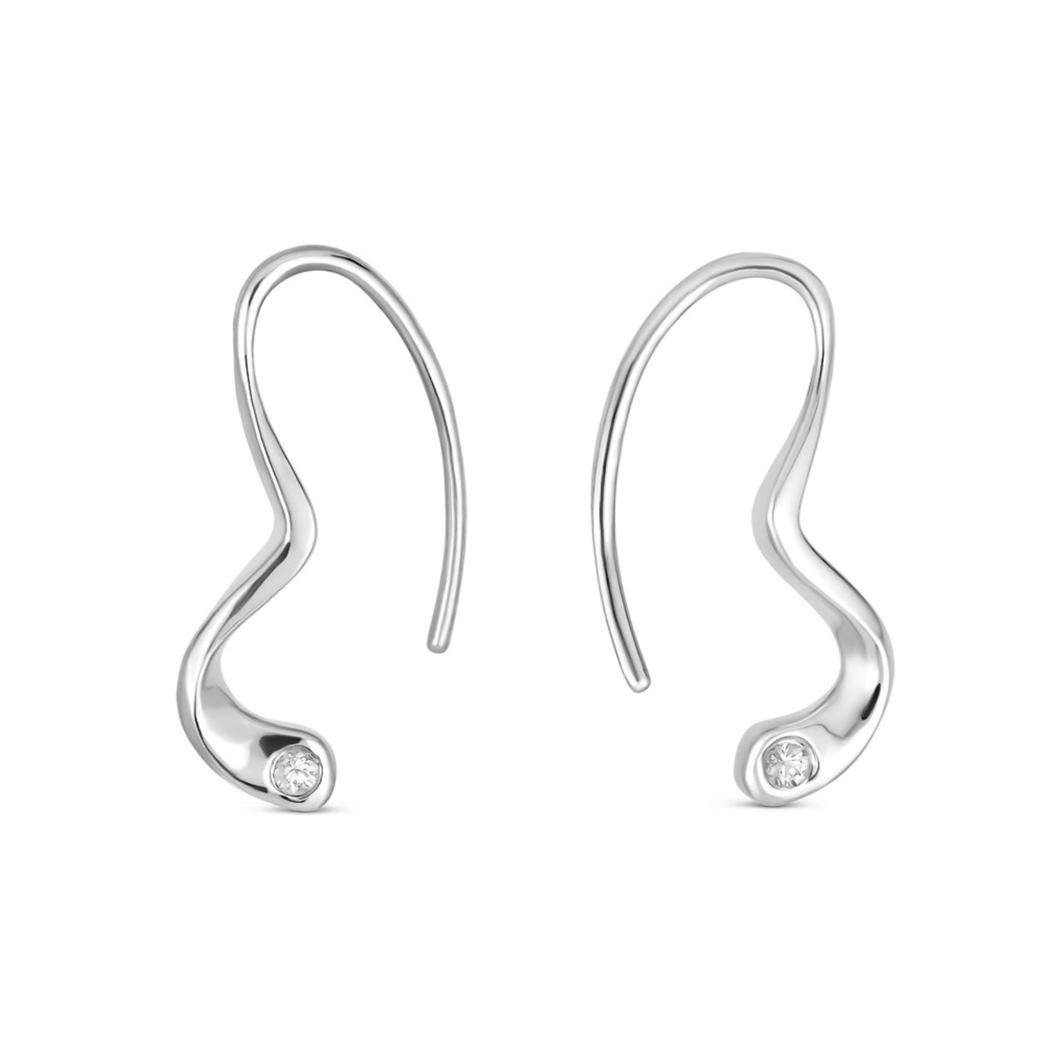 Sahab Mini Hoops With Diamonds - Silver