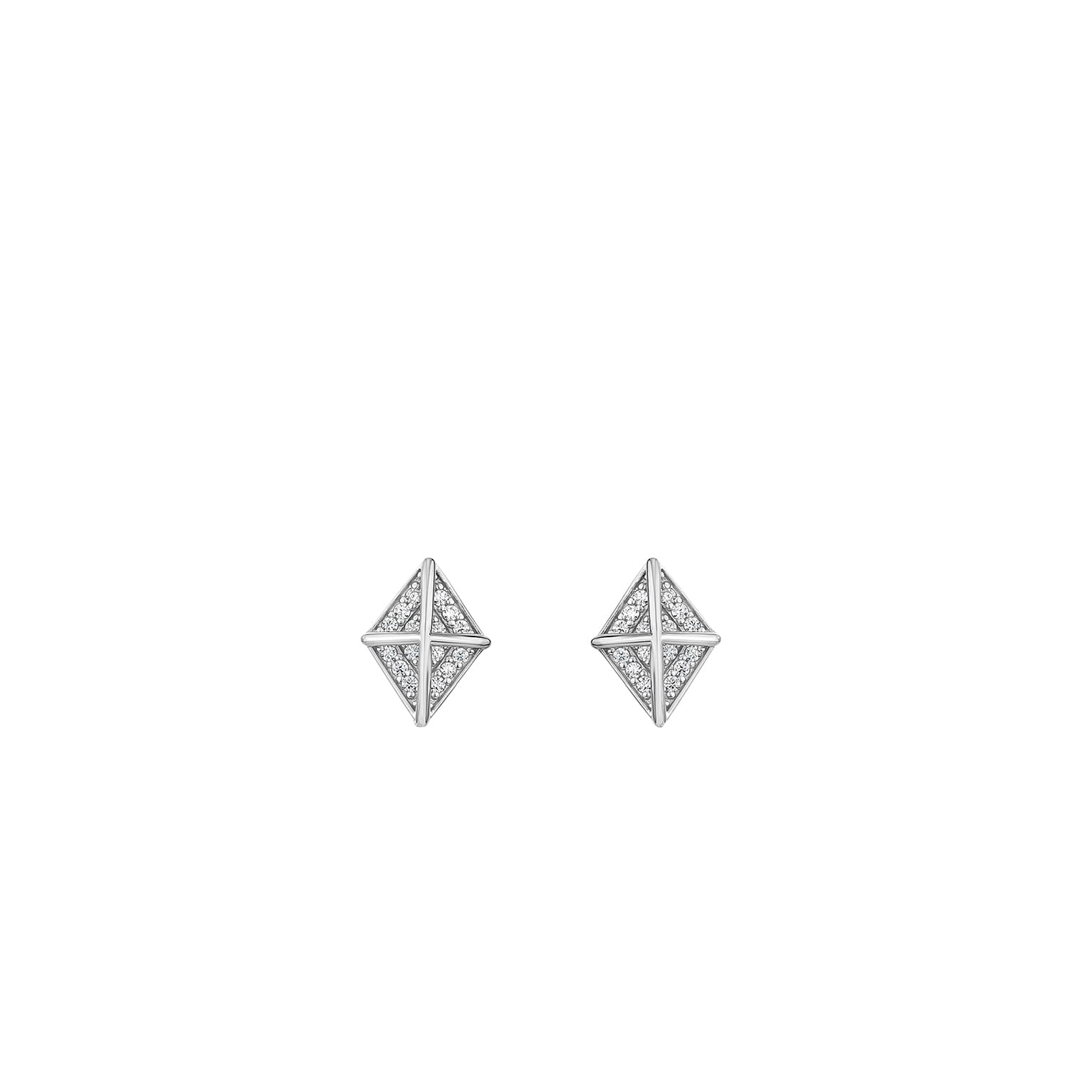 Sahara Asymmetric Earrings With Man Made Cz Diamond Stimulant In Sterling Silver