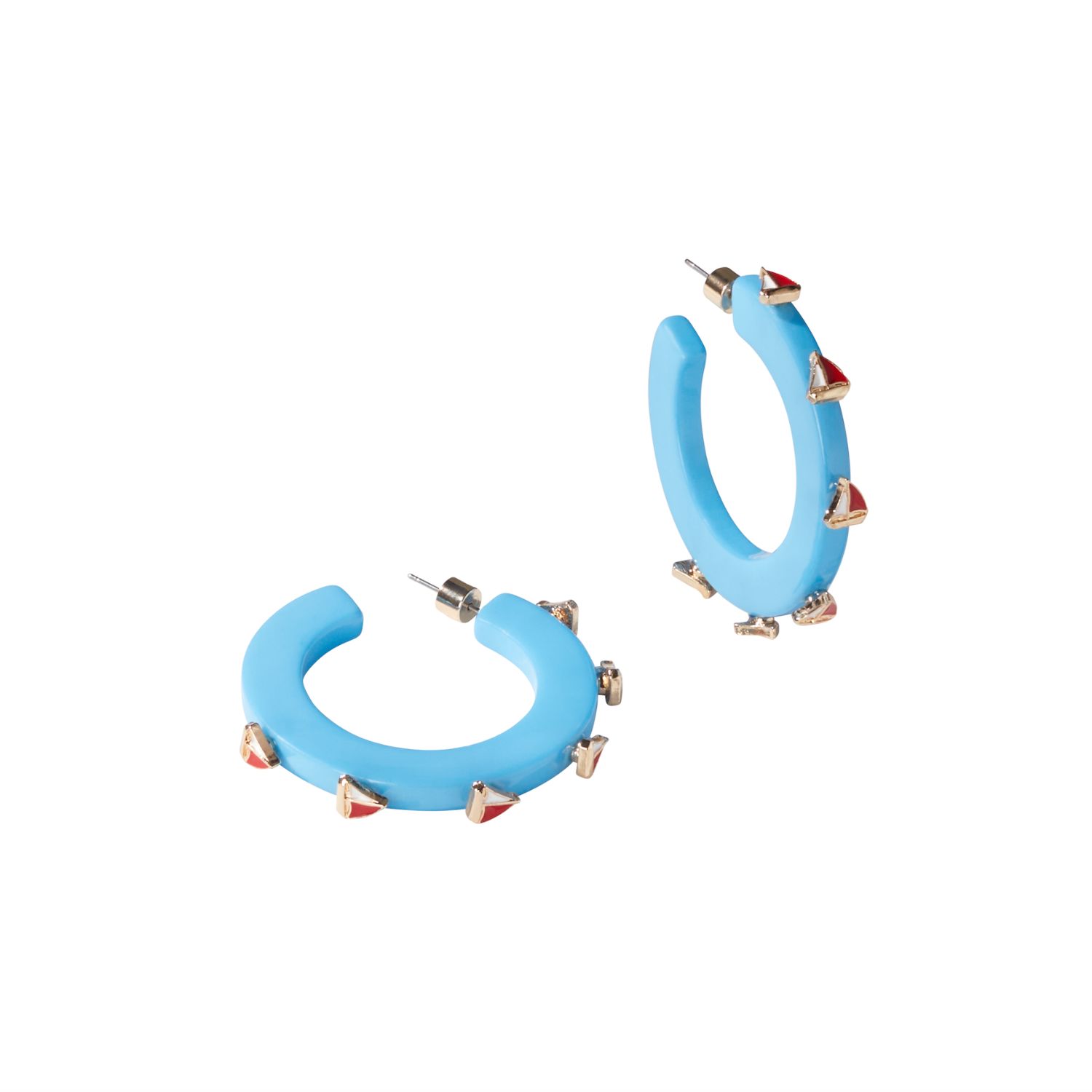Sailboat Small Jewel Hoop - Blue