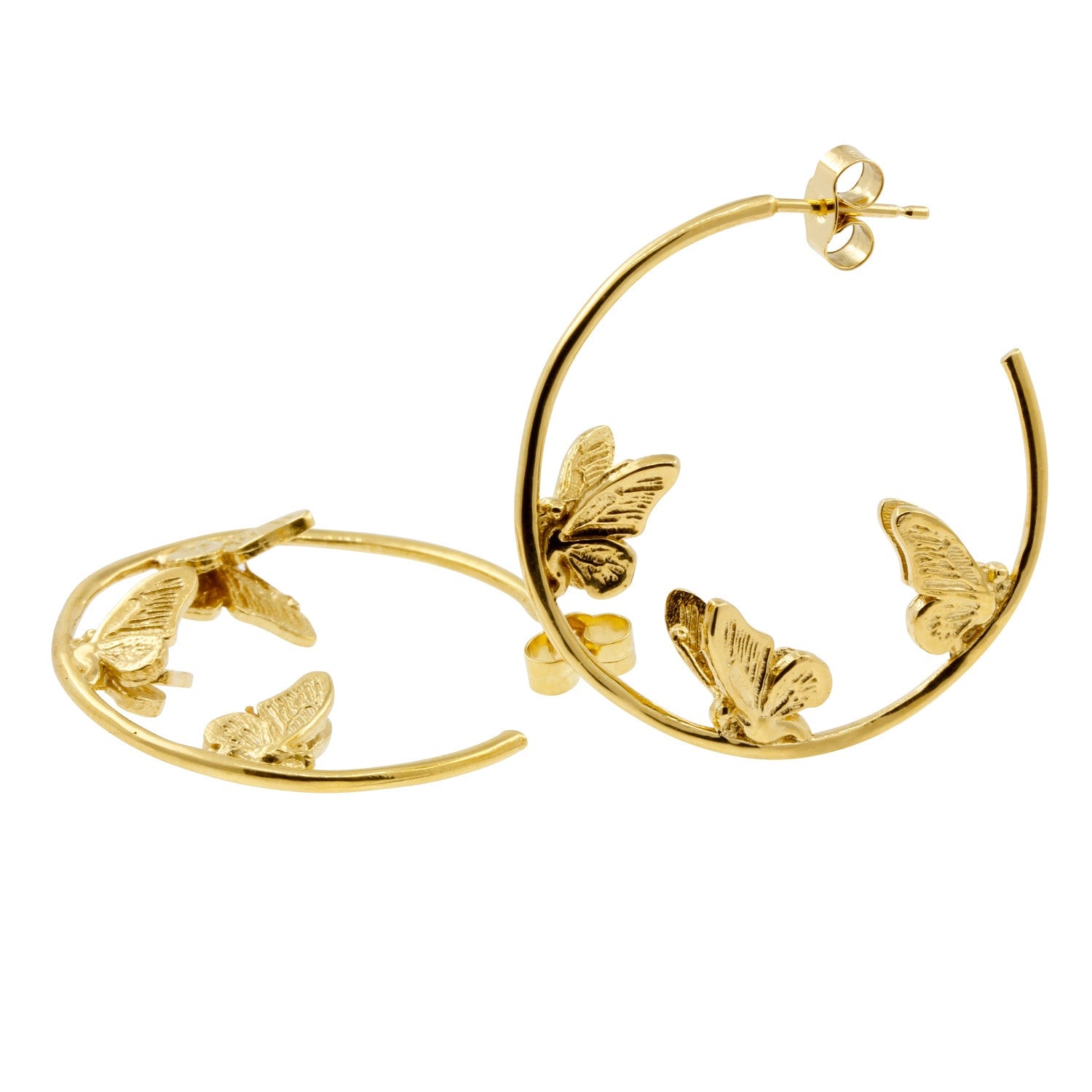 Butterfly Hoop Earrings - Gold
