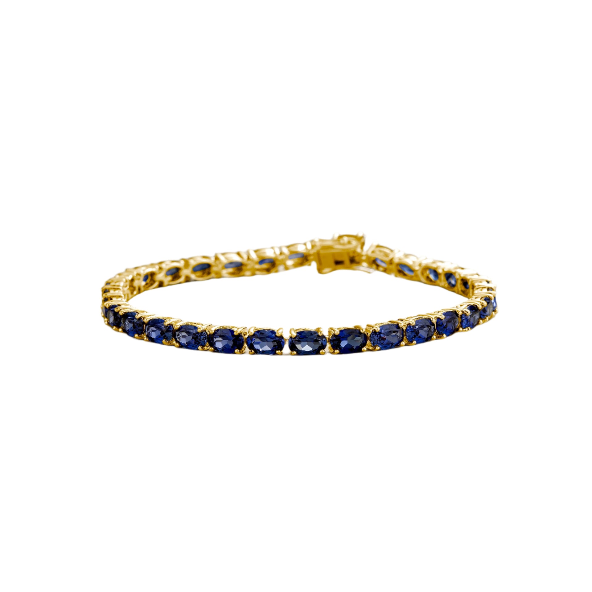 Salto Gold Tennis Bracelet Set With Blue Sapphire