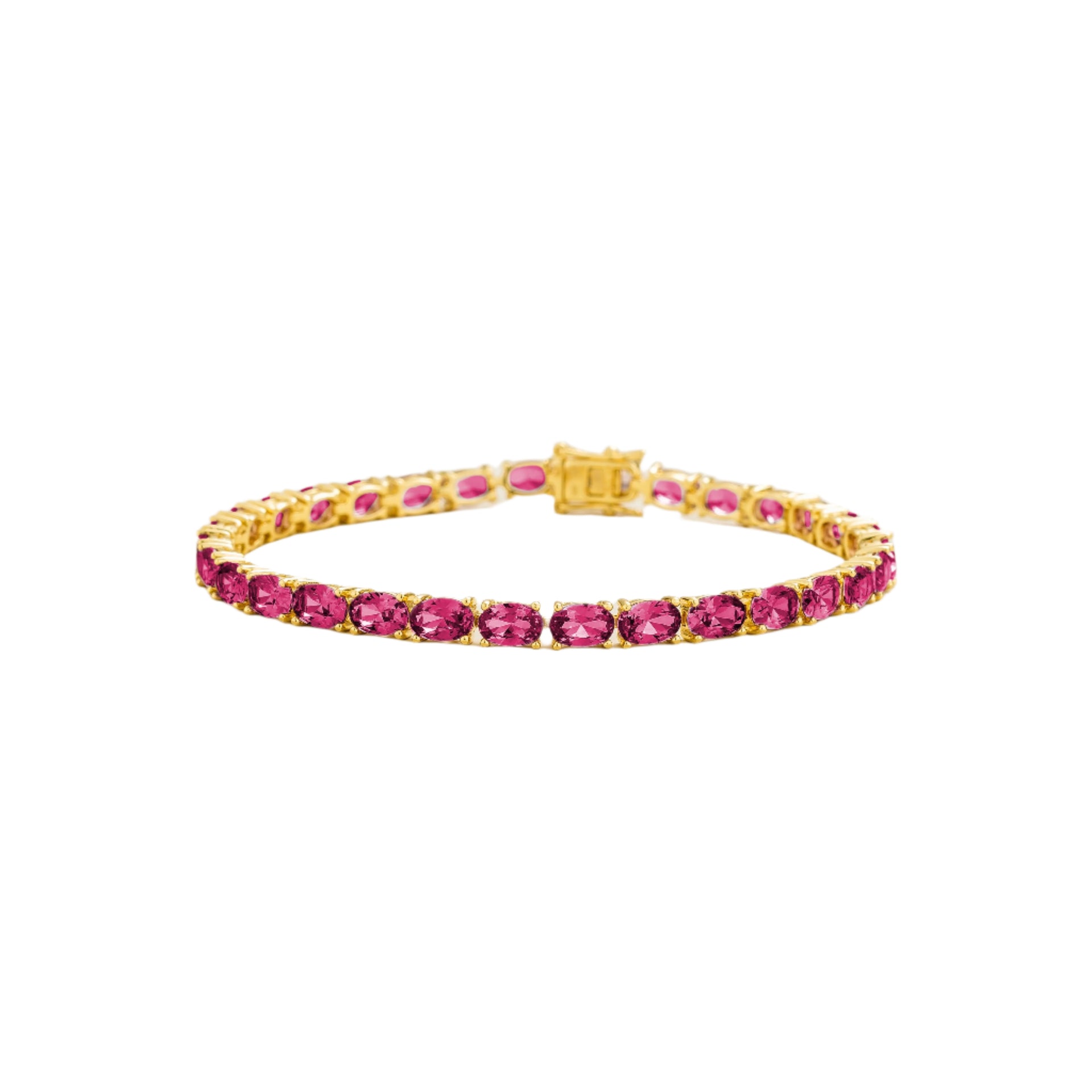 Salto Gold Tennis Bracelet Set With Vivid Pink Sapphire