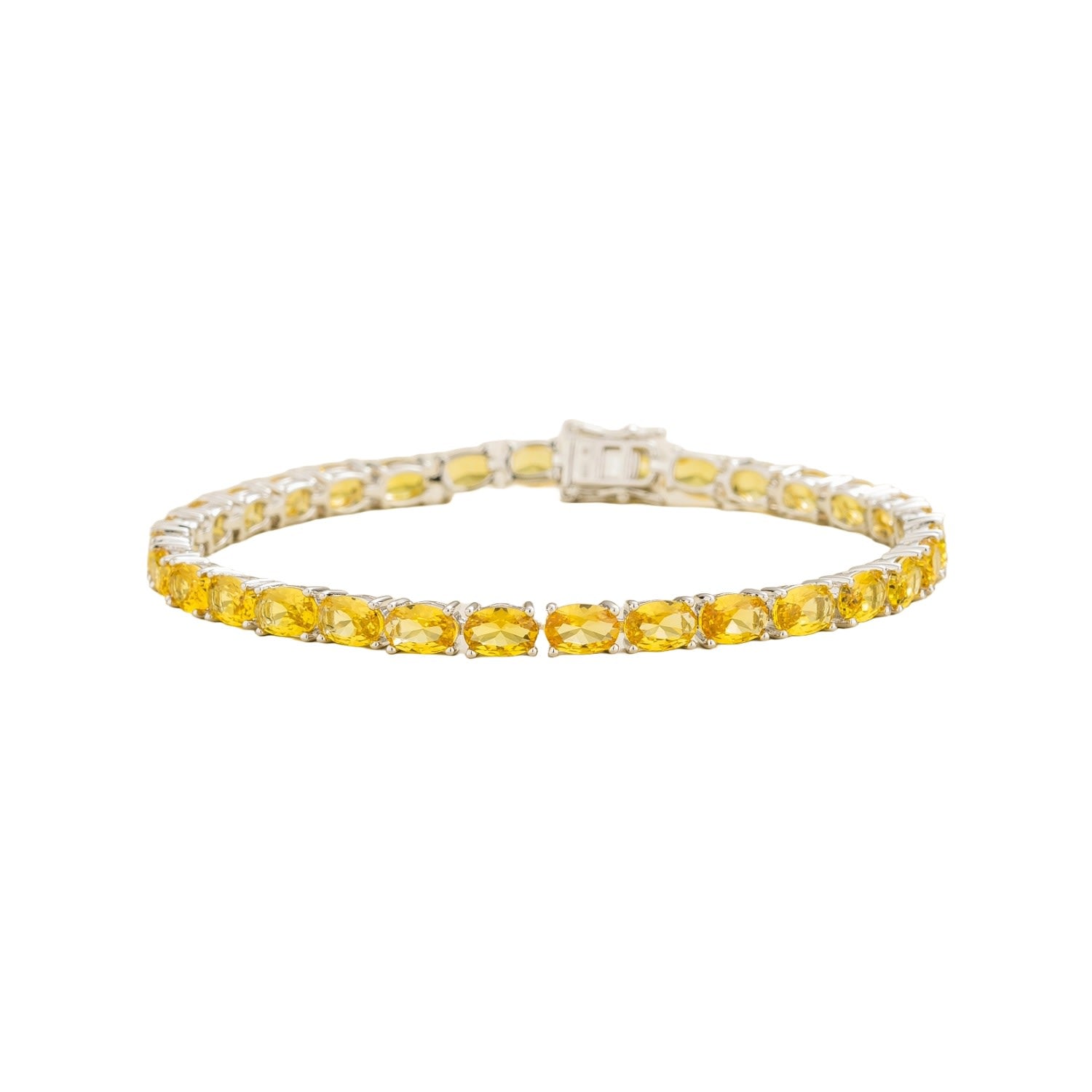 Salto Tennis Bracelet In Yellow Sapphire Set In White Gold