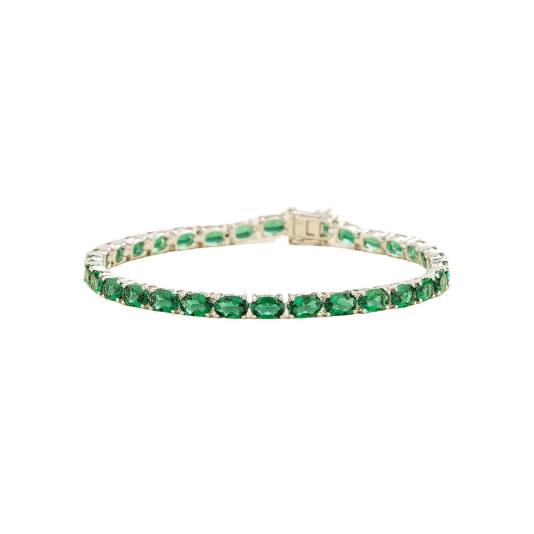 Salto White Gold Tennis Bracelet Set With Emerald
