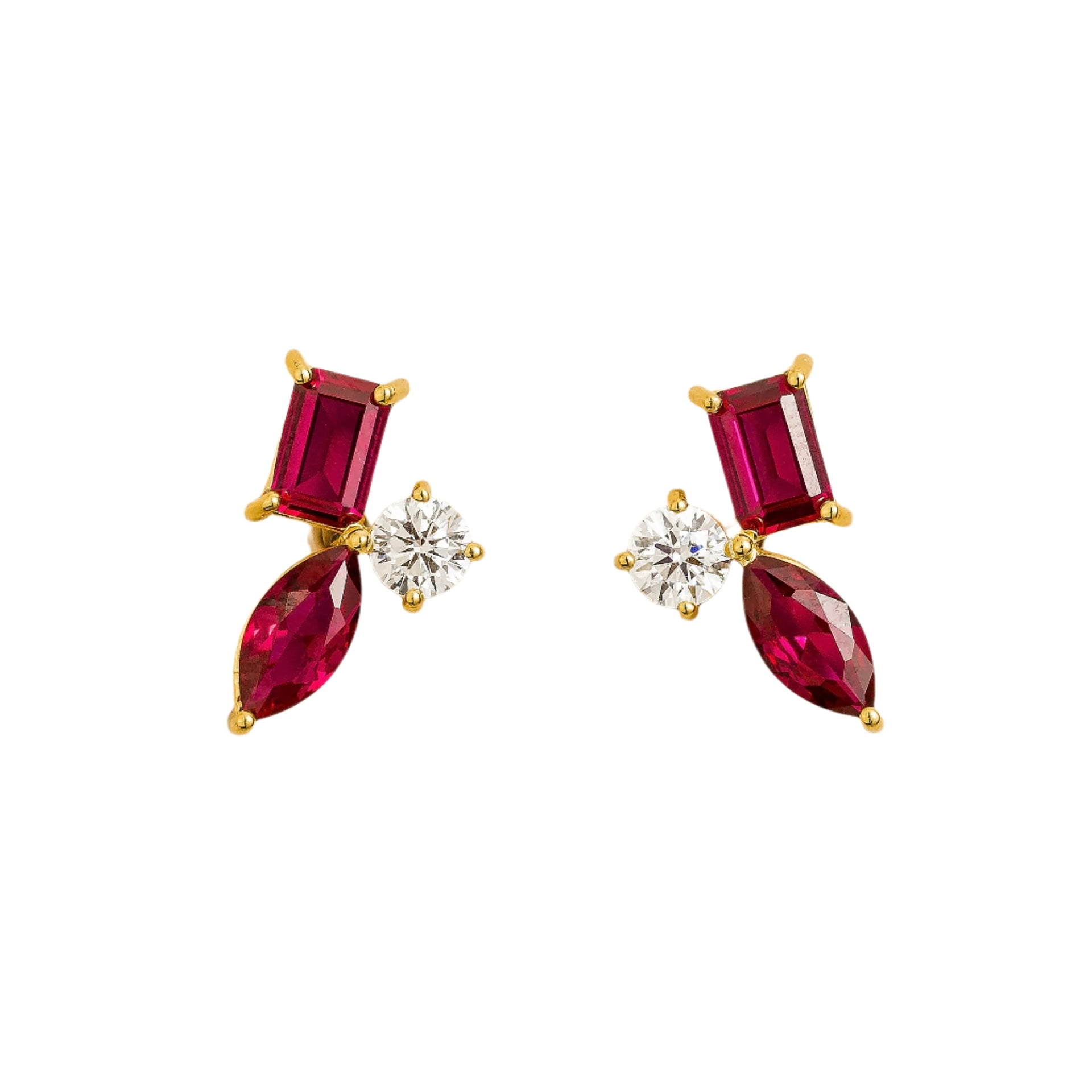 Sanka Gold Earrings Ruby & Diamond