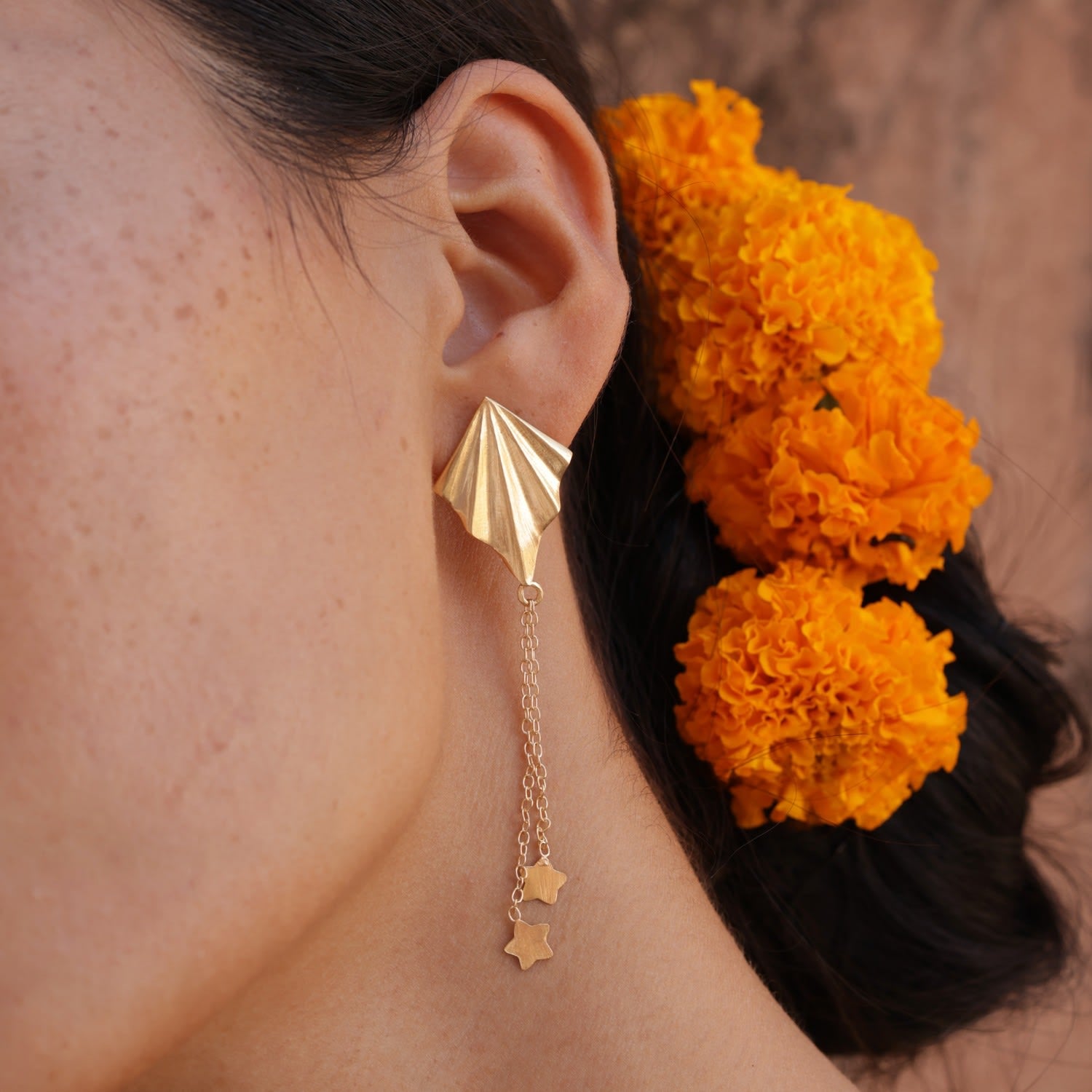 Sankranti Kite Earrings - Gold Plated