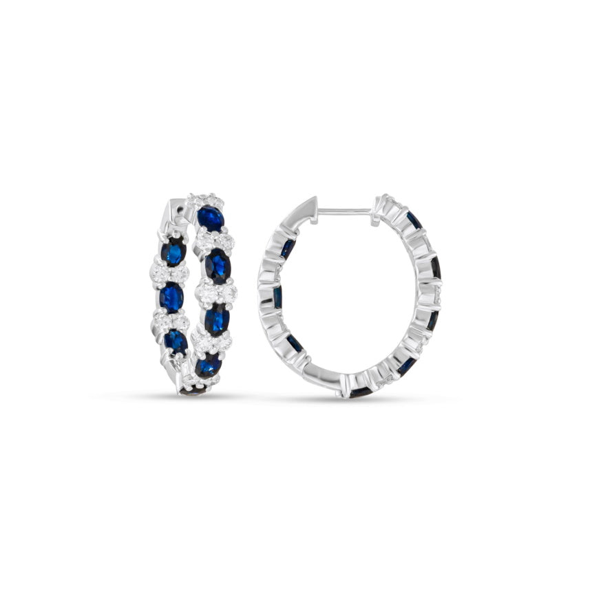 Sapphire and Diamond Huggie Earrings