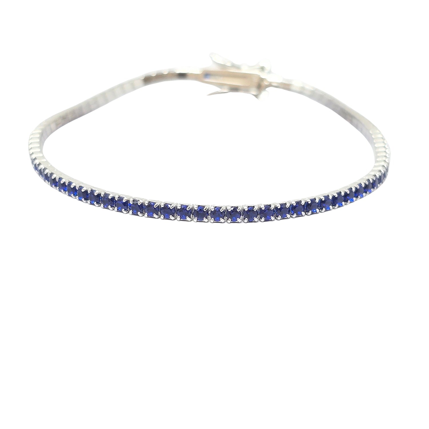 Sapphire Gemstone Sterling Silver Tennis Bracelet