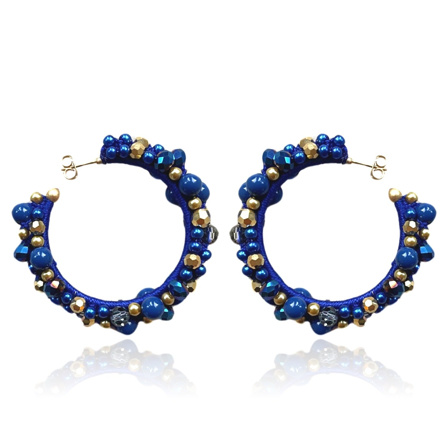 Sapphire Gold Cluster Hoops