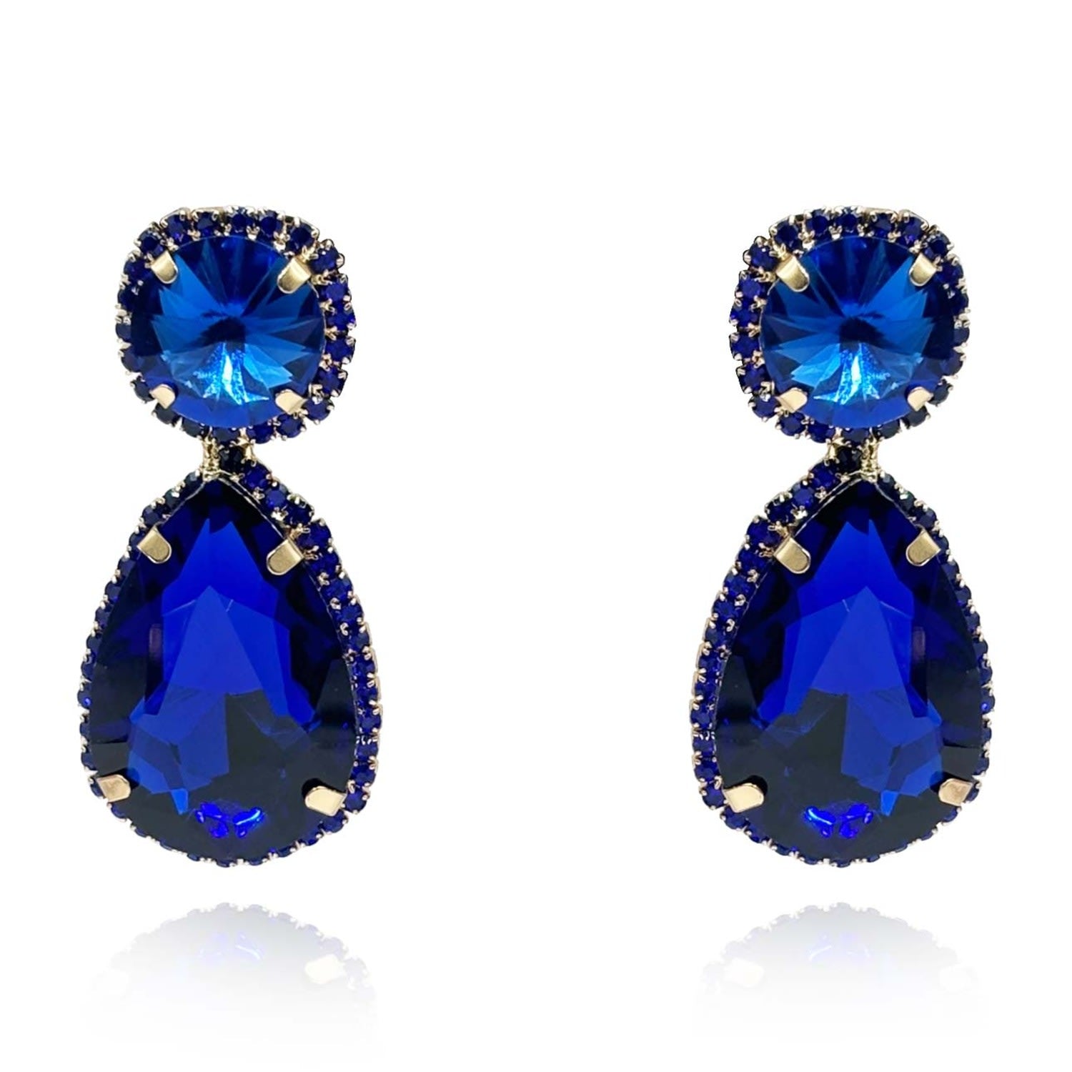 Sapphire Pear Shape And Pave Drop Earrings