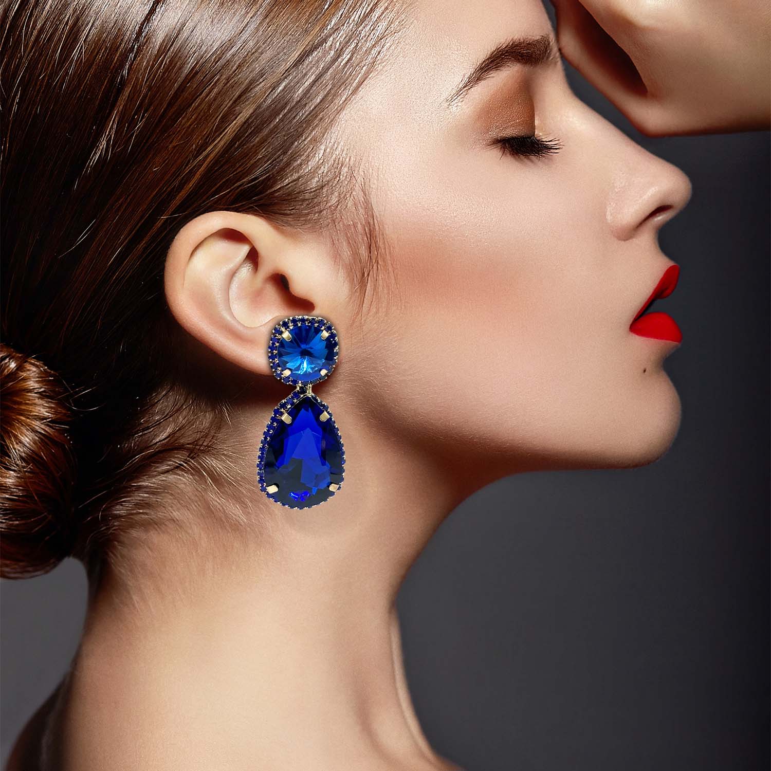 Sapphire Pear Shape And Pave Drop Earrings