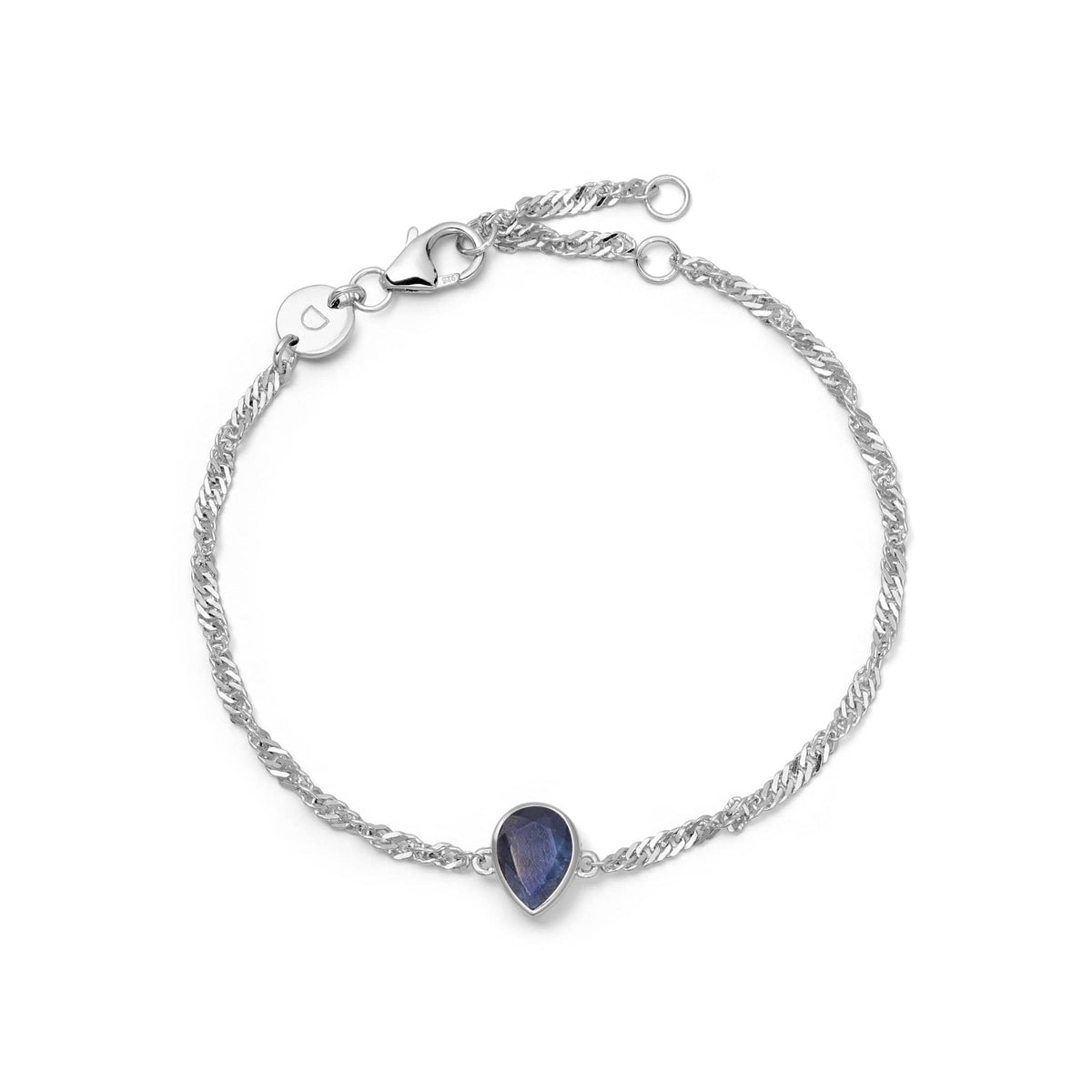Sapphire September Birthstone Charm Bracelet Sterling Silver
