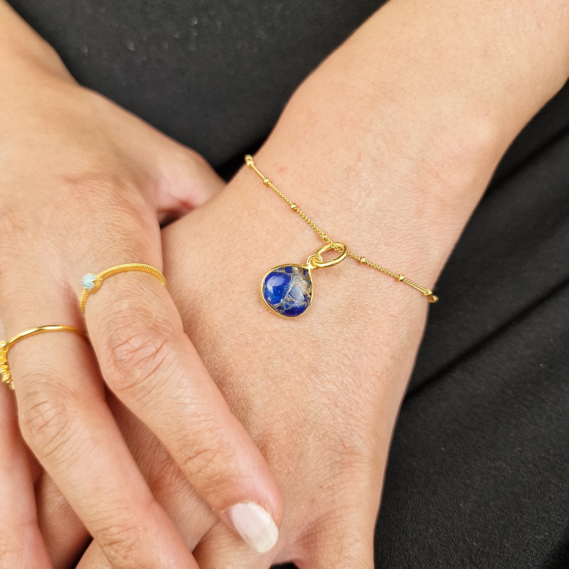 Sapphire September Birthstone Gold Plated Gemstone Bracelet