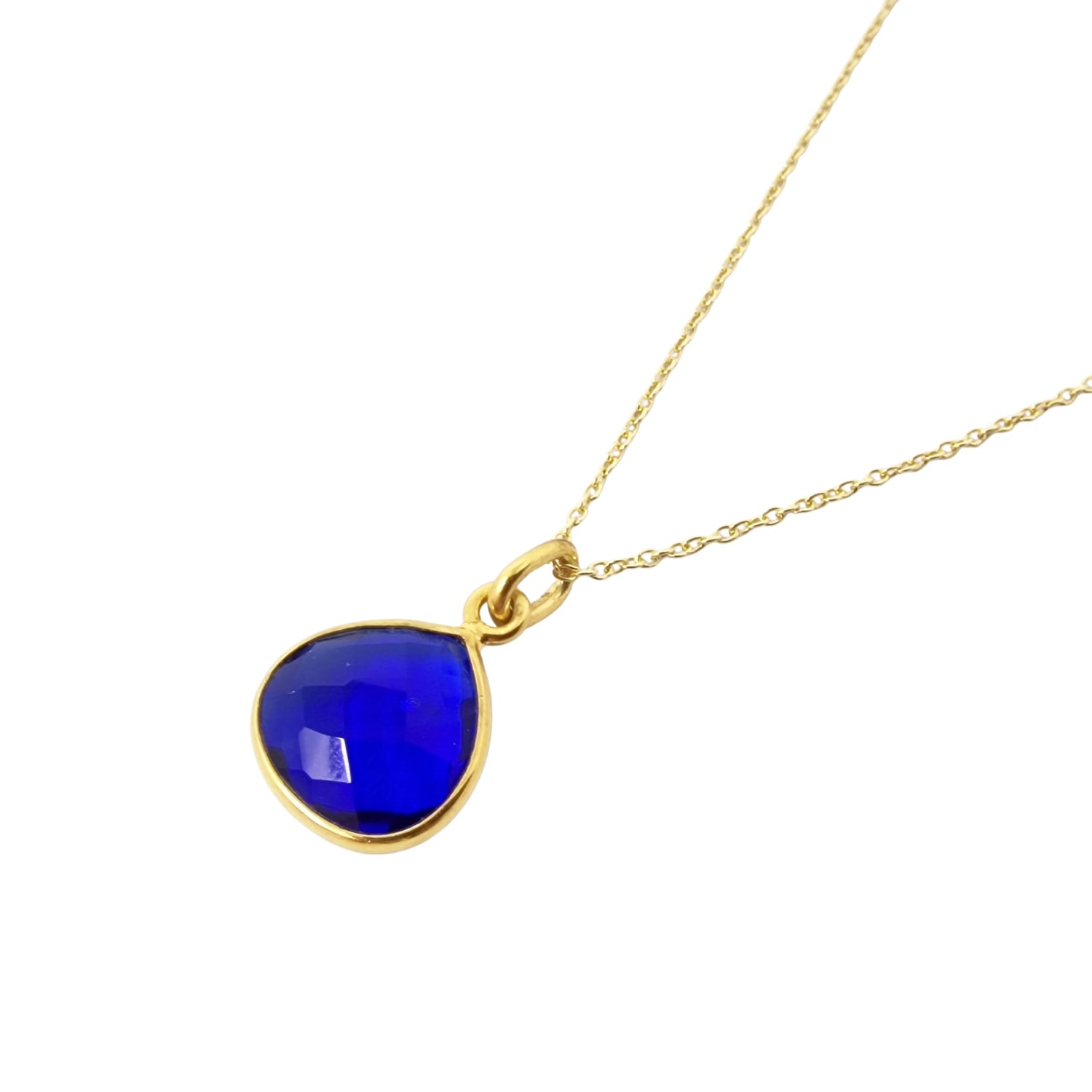 Blue Sapphire September Birthstone Gold Vermeil Plated Necklace