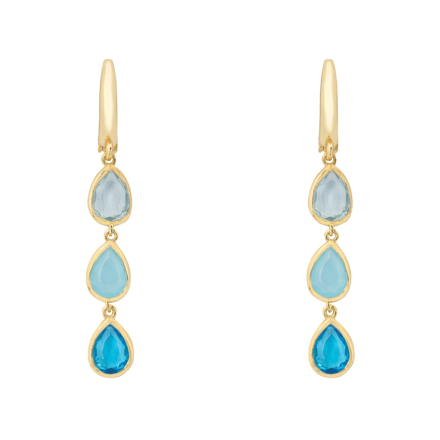 Sardinia Triple Teardrop Earrings Gold The Blues