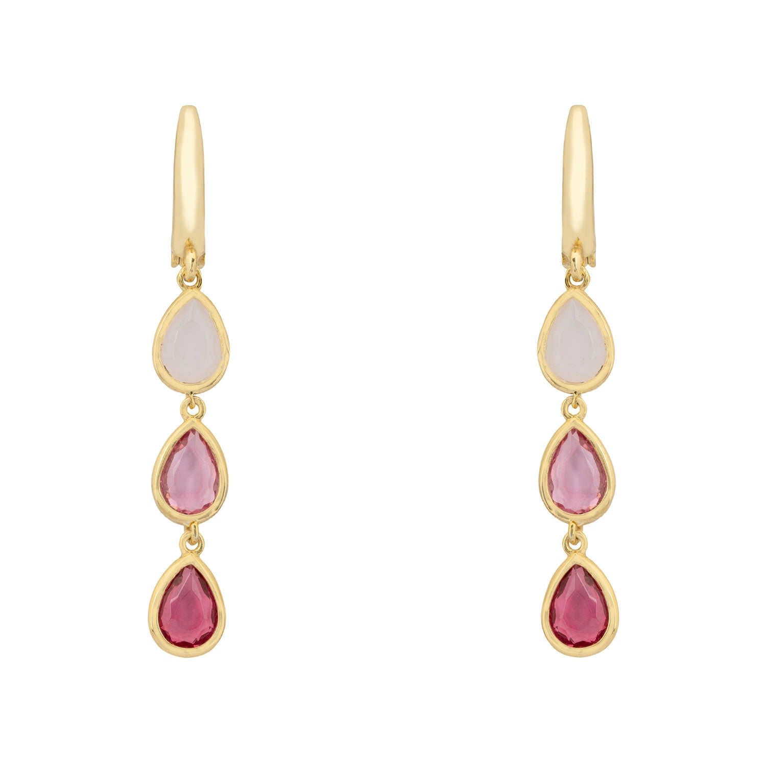 Sardinia Triple Teardrop Earrings Gold The Pinks