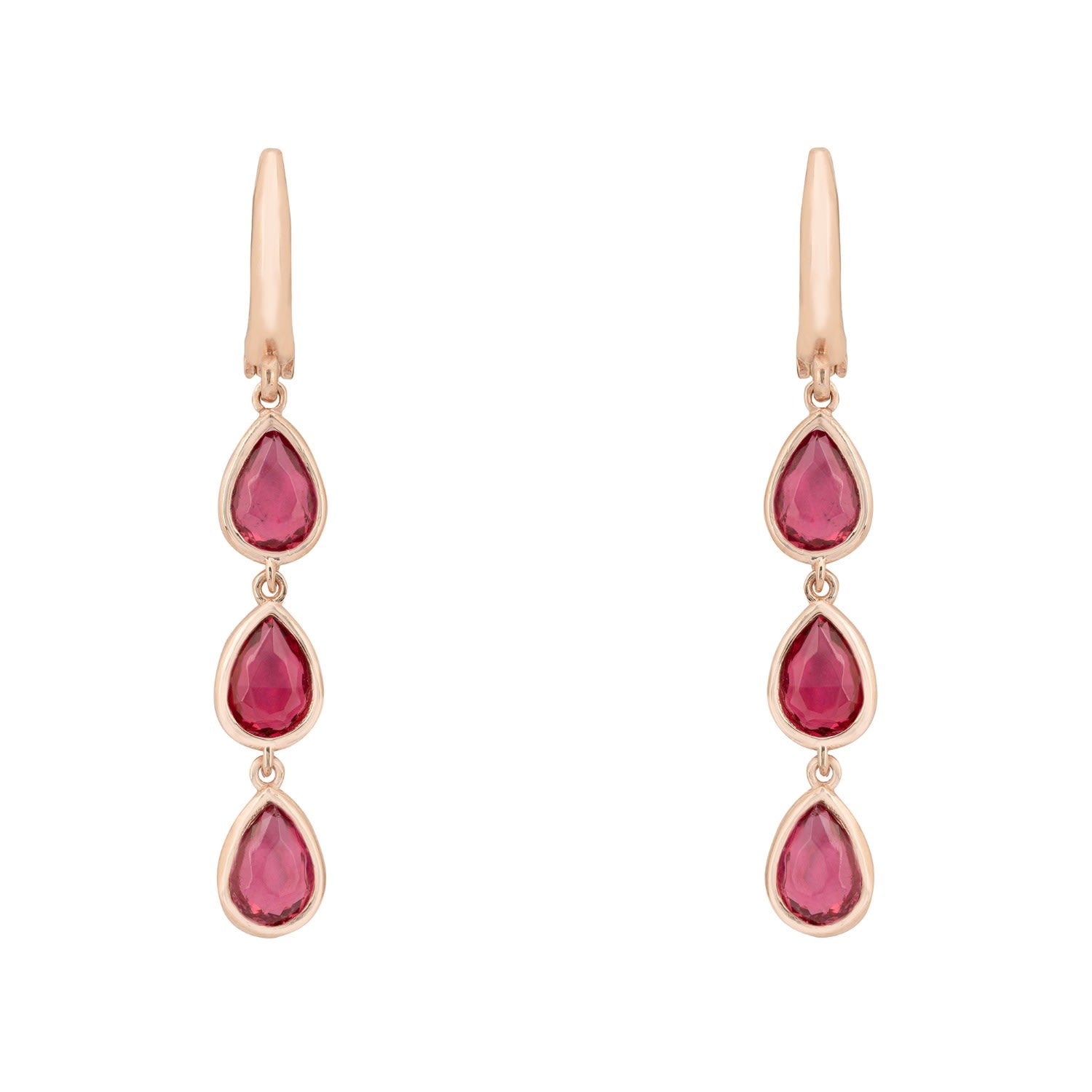 Sardinia Triple Teardrop Earrings Rosegold Pink Tourmaline